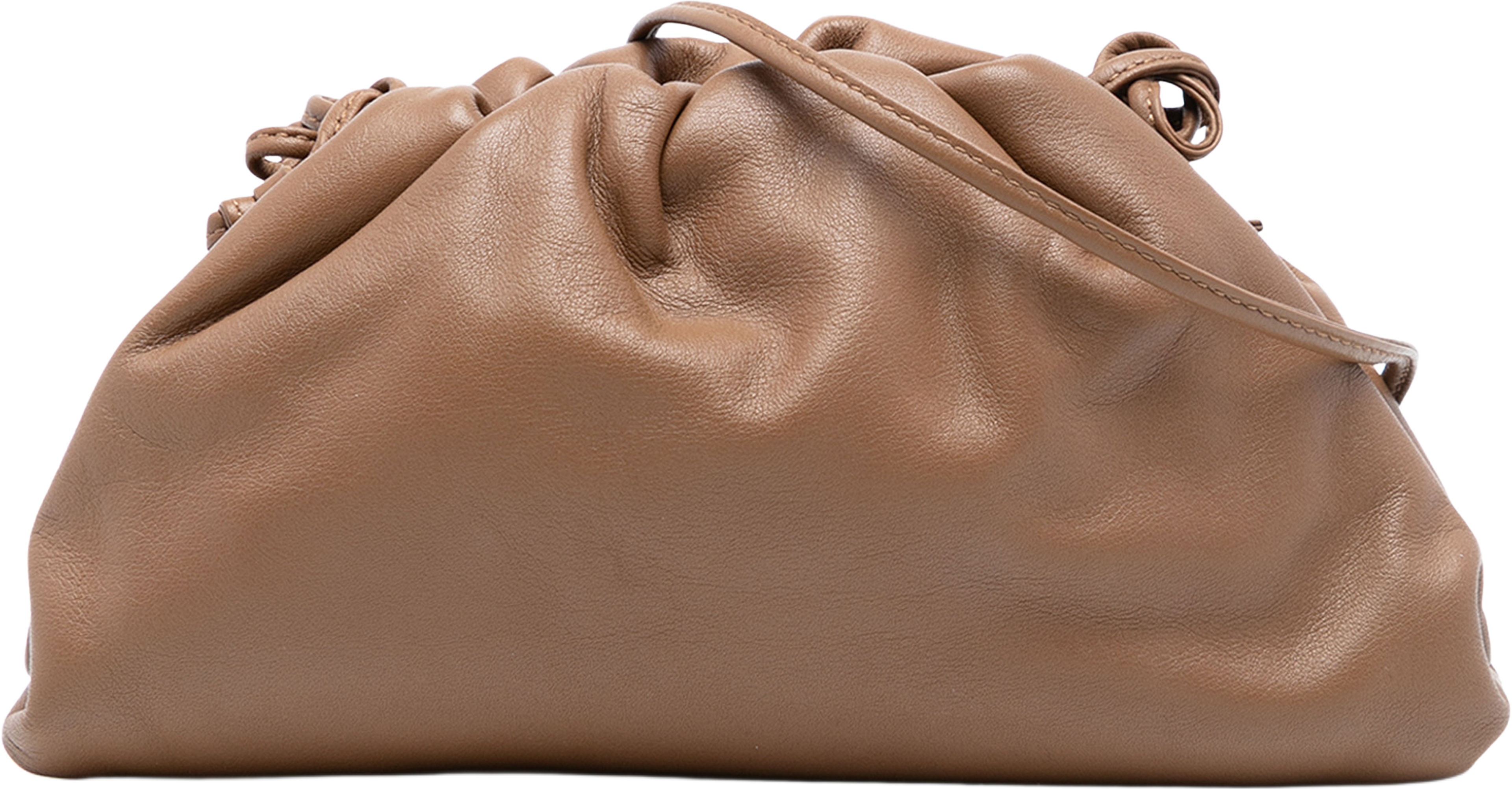 Bottega Veneta Lambskin The Mini Pouch Crossbody, från Luxclusif, i färgen brown. Klicka för att öppna bilden i stort format