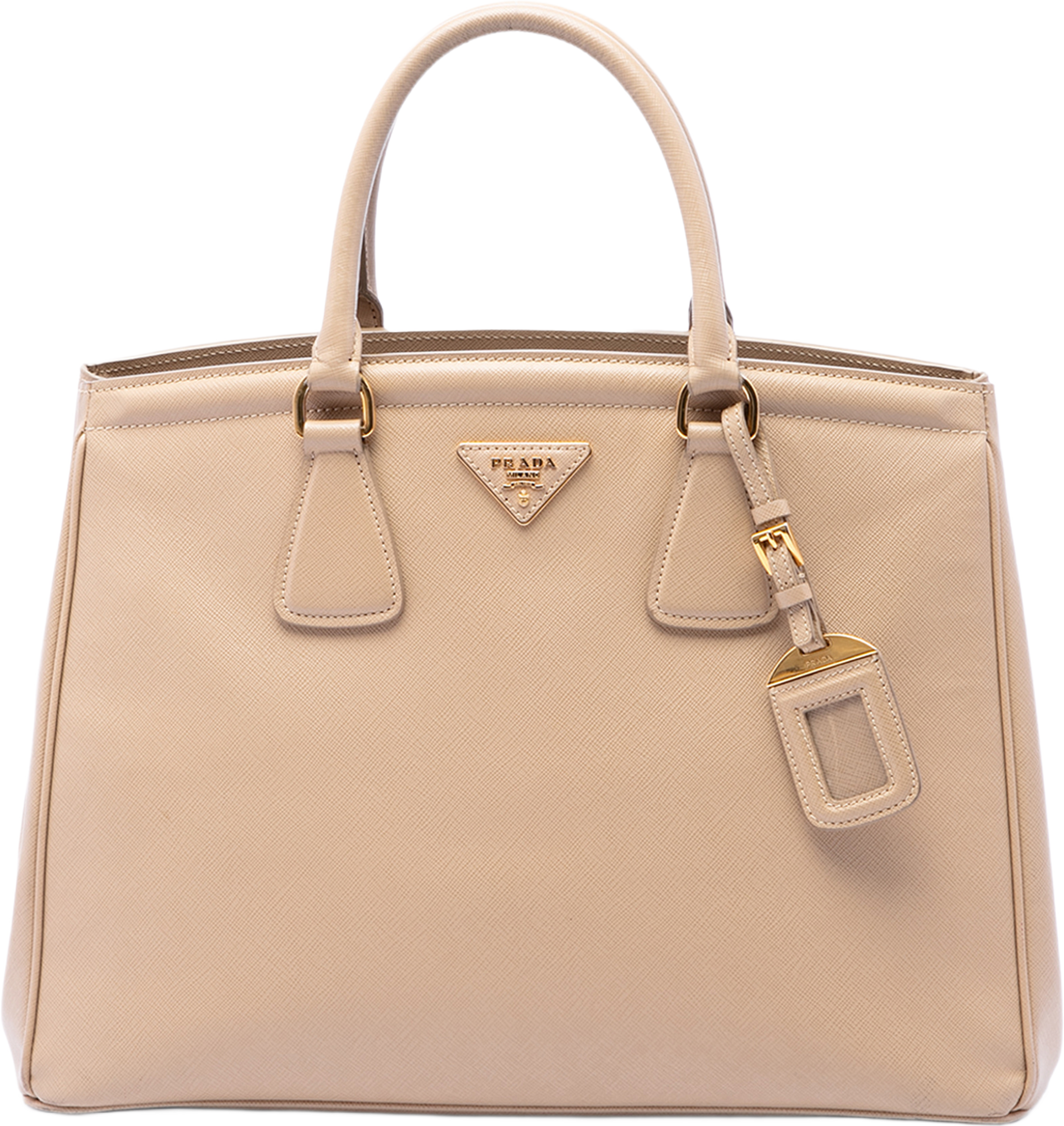 Prada Saffiano Lux Parabole Tote, från Luxclusif, i färgen beige. Klicka för att öppna bilden i stort format