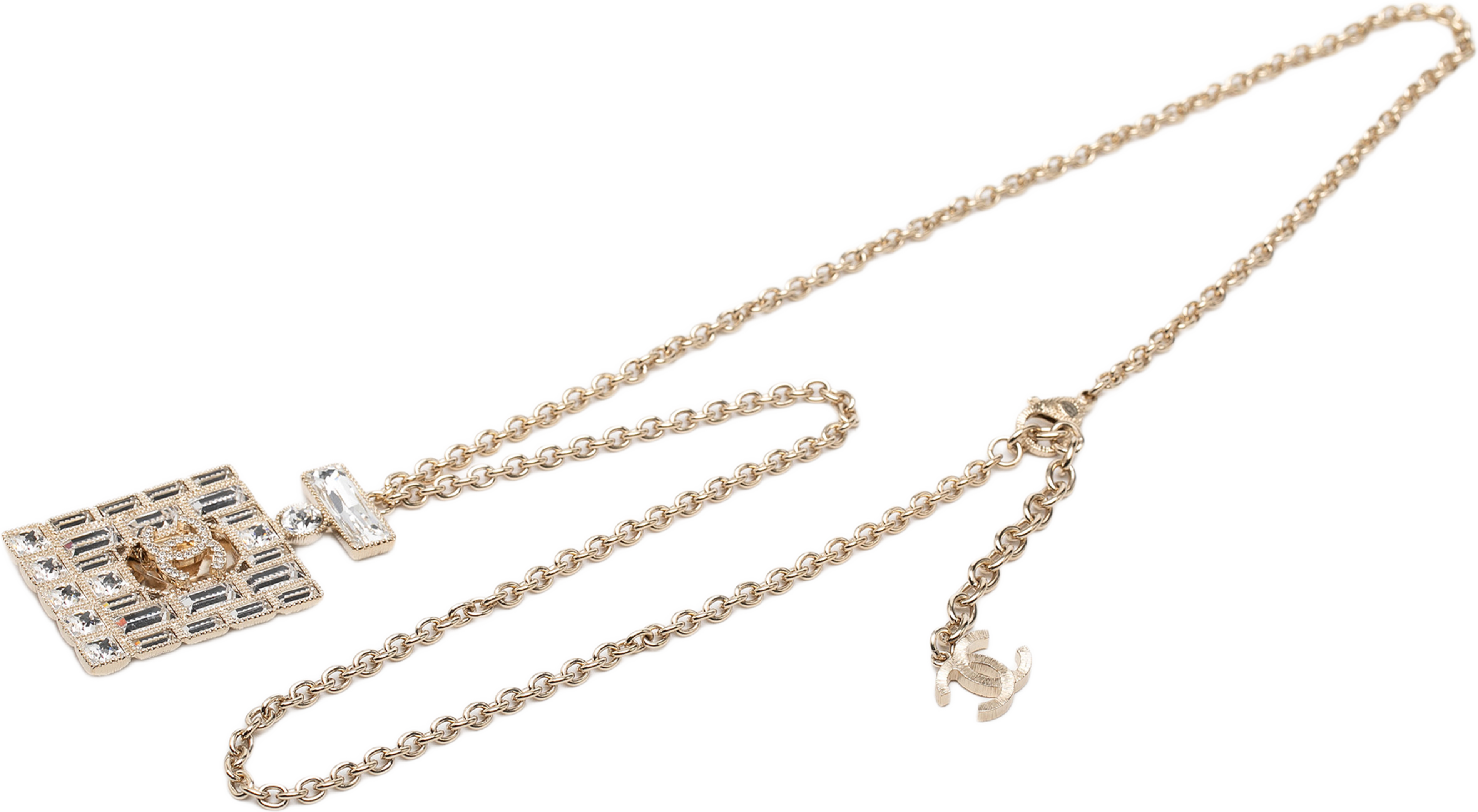 Chanel Cc Gold Plated Strass Perfume Bottle Pendant Necklace, från Luxclusif, i färgen light gold. Klicka för att öppna bilden i stort format