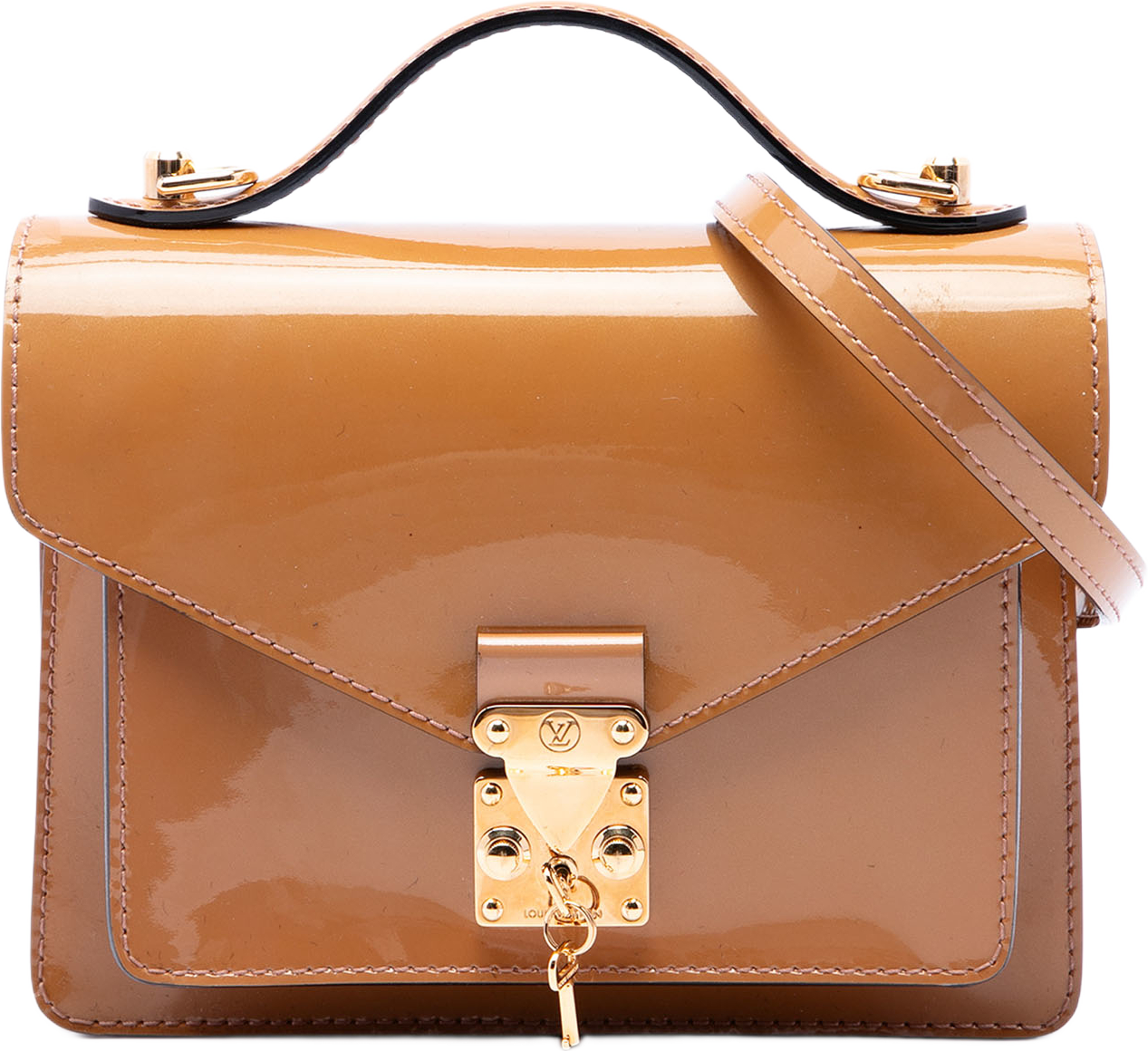 Louis Vuitton Monogram Vernis Monceau Bb, från Luxclusif, i färgen beige. Klicka för att öppna bilden i stort format