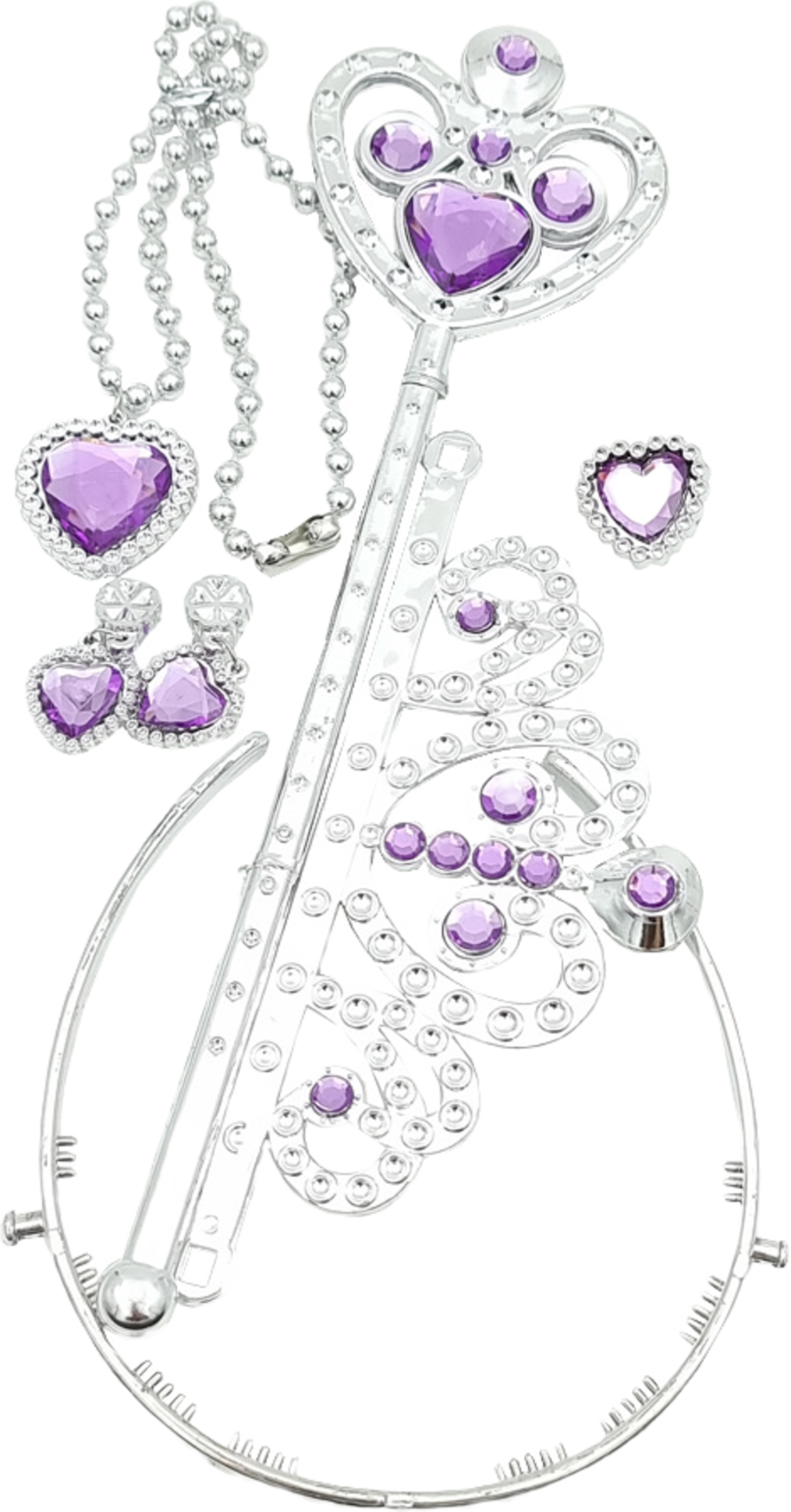 Princess Set Med Tiara ,festav, Clipsörhängen Och Halsband