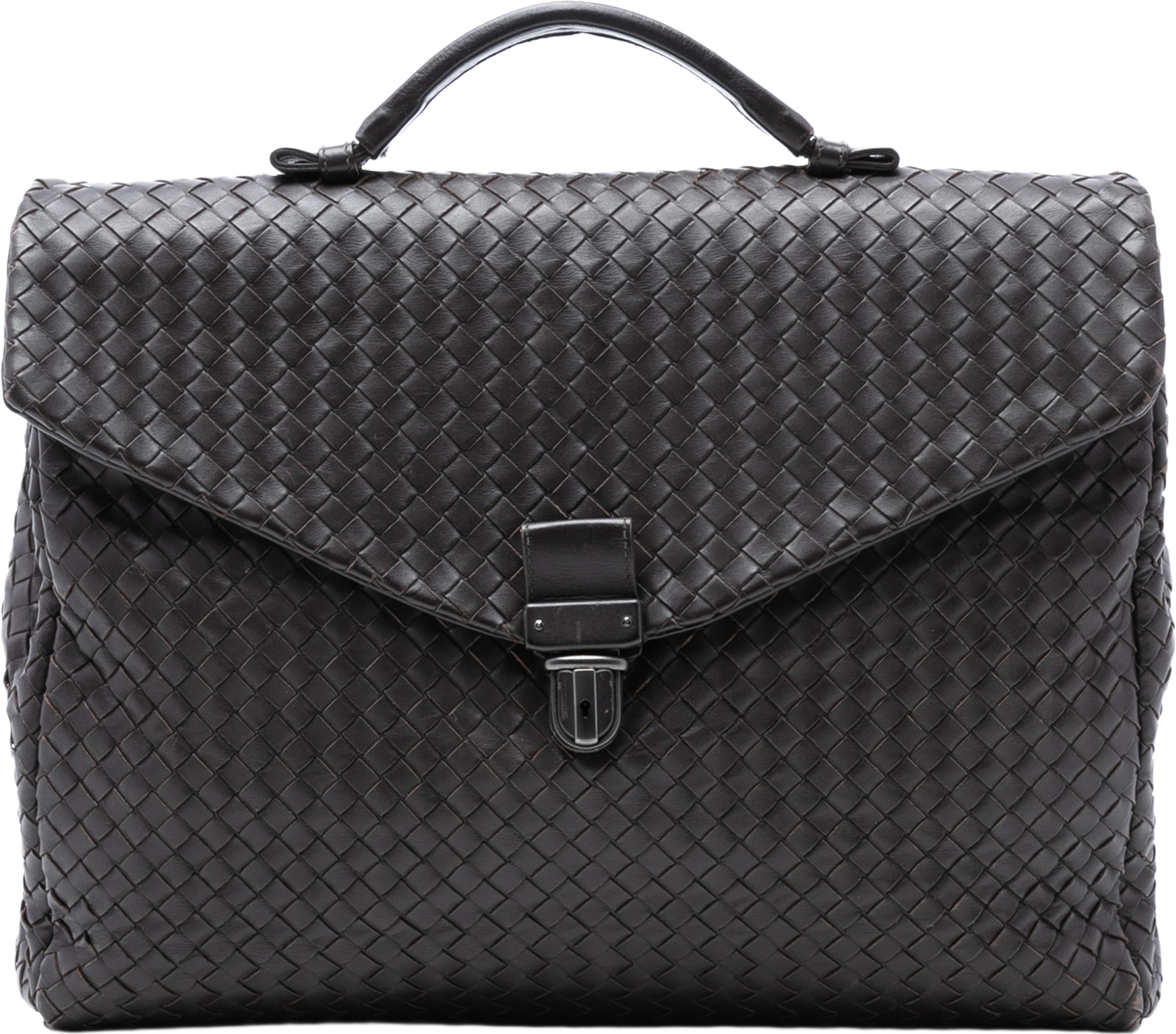 Bottega Veneta Nappa Intrecciato Briefcase, från Luxclusif, i färgen dark brown. Klicka för att öppna bilden i stort format