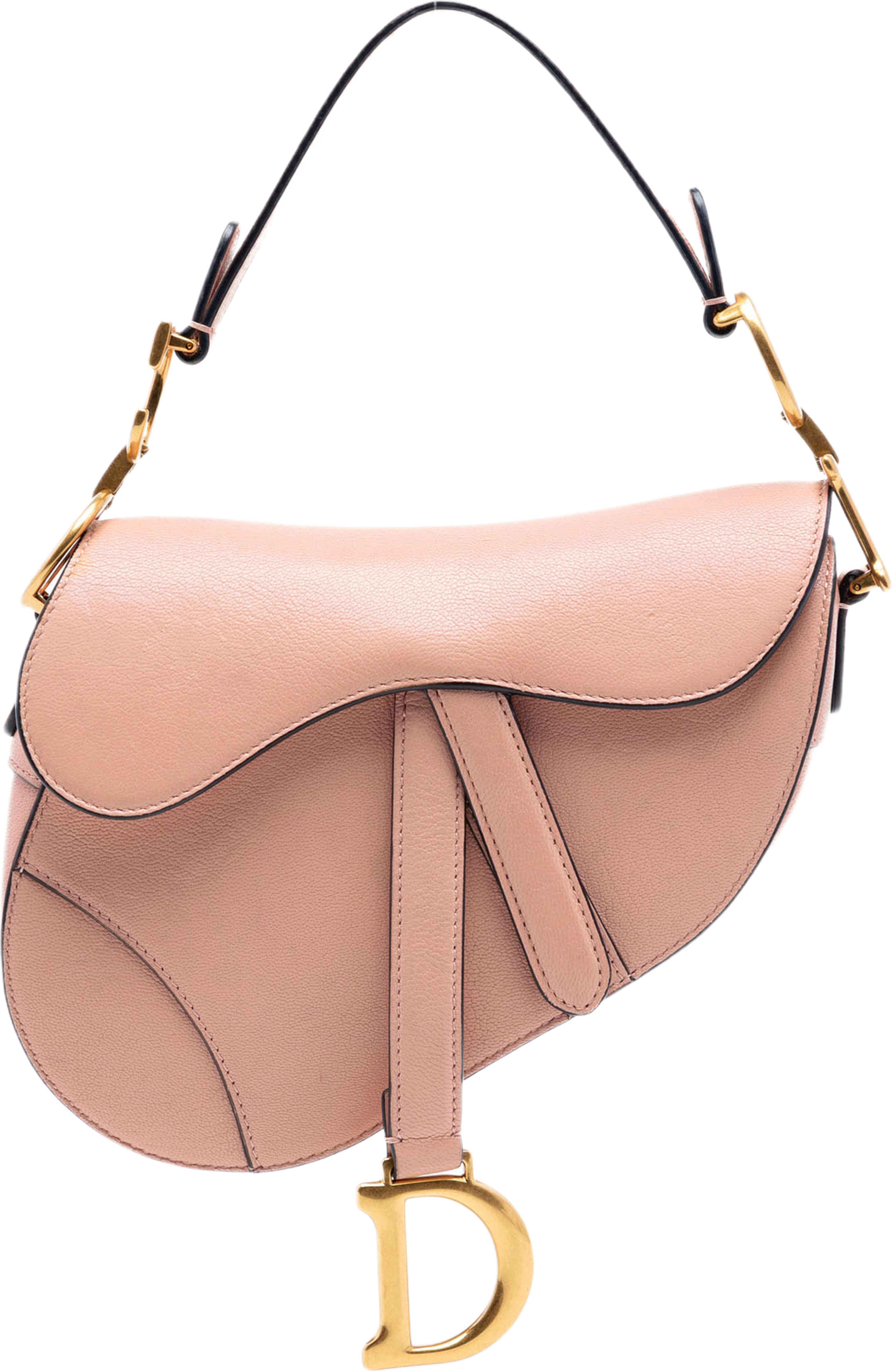 Dior Mini Goatskin Saddle Bag, från Luxclusif, i färgen salmon. Klicka för att öppna bilden i stort format