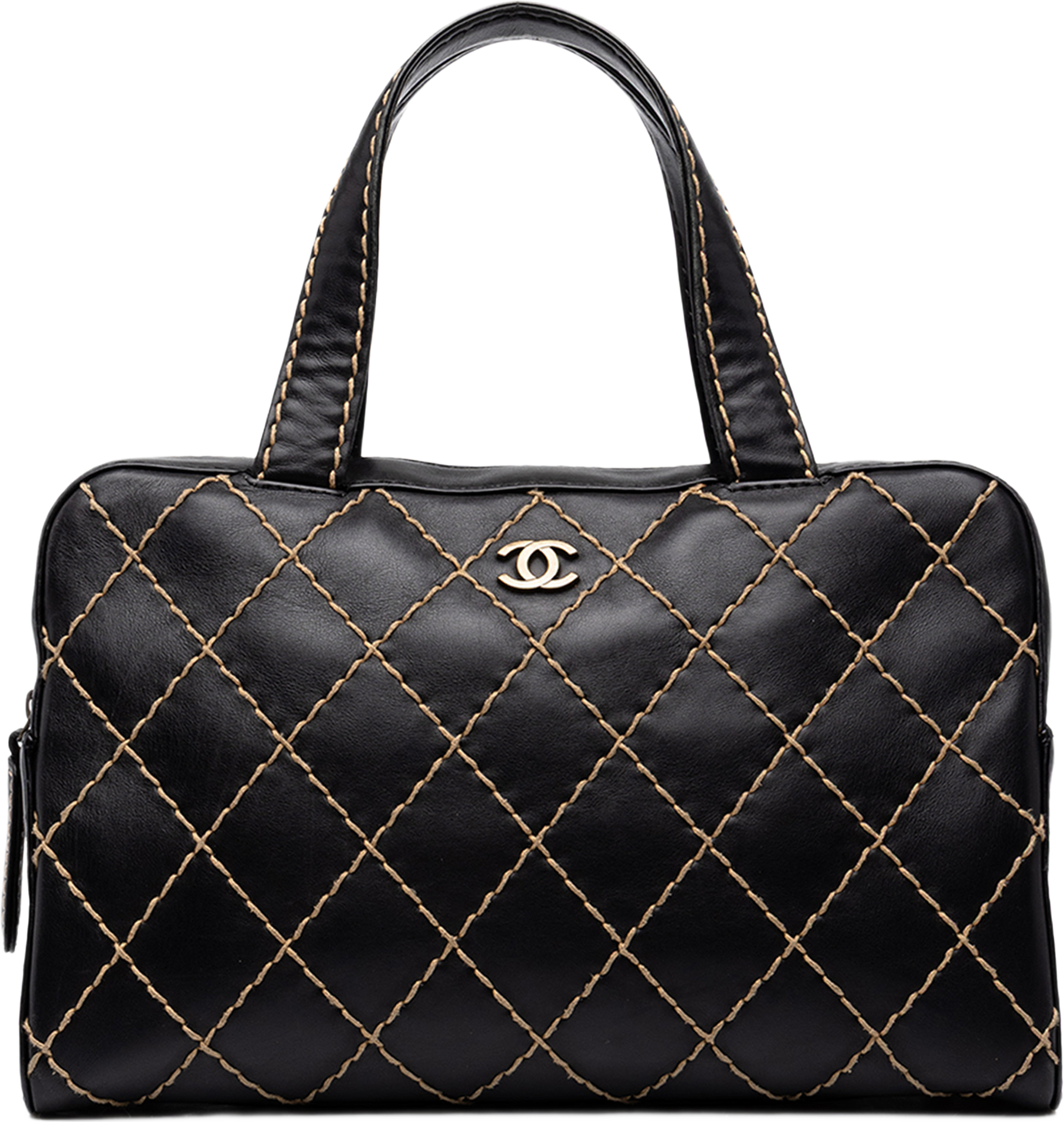 Chanel Cc Calfskin Wild Stitch Handbag, från Luxclusif, i färgen svart. Klicka för att öppna bilden i stort format
