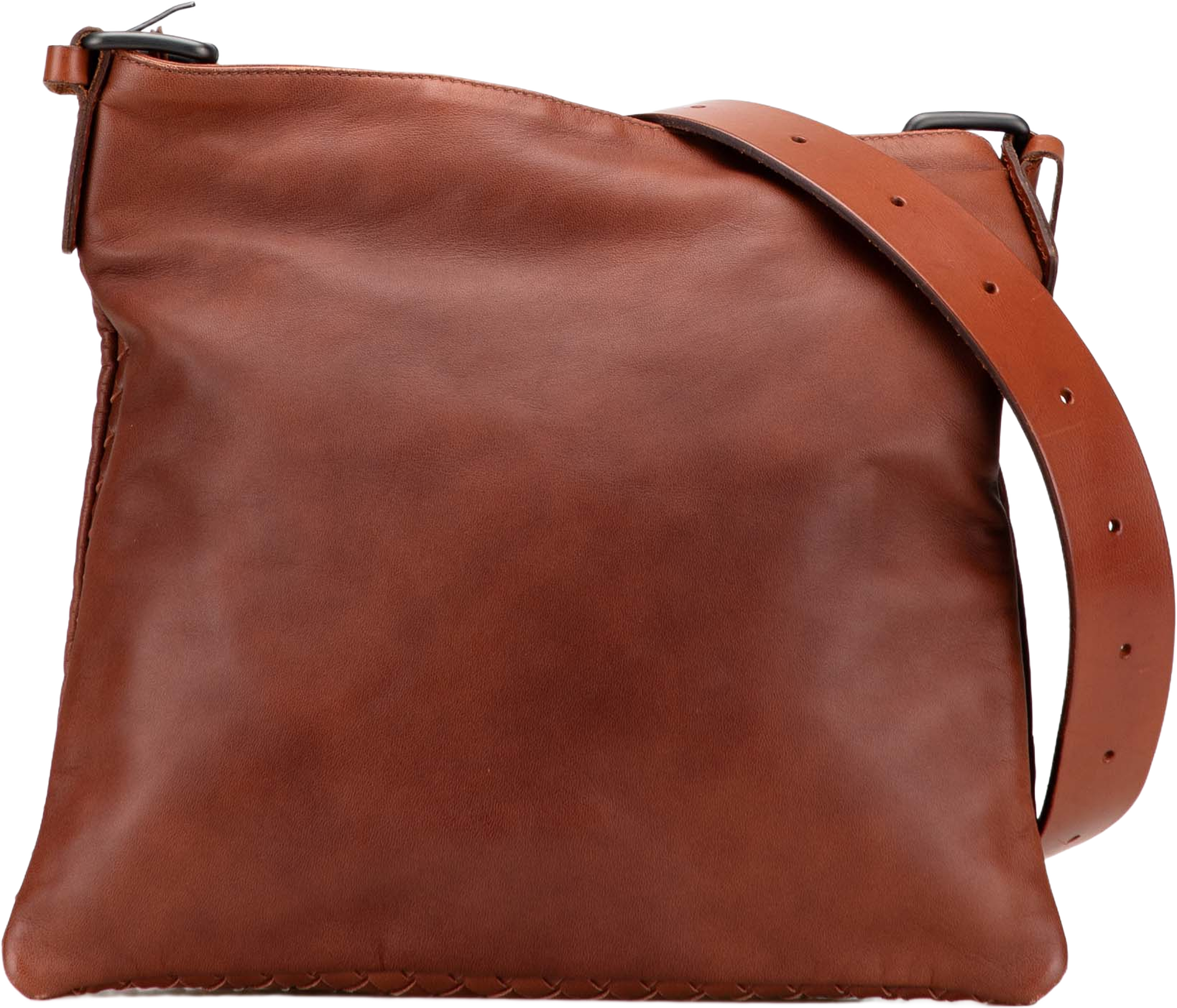 Bottega Veneta Intrecciato Trimmed Nappa Crossbody, från Luxclusif, i färgen brown. Klicka för att öppna bilden i stort format