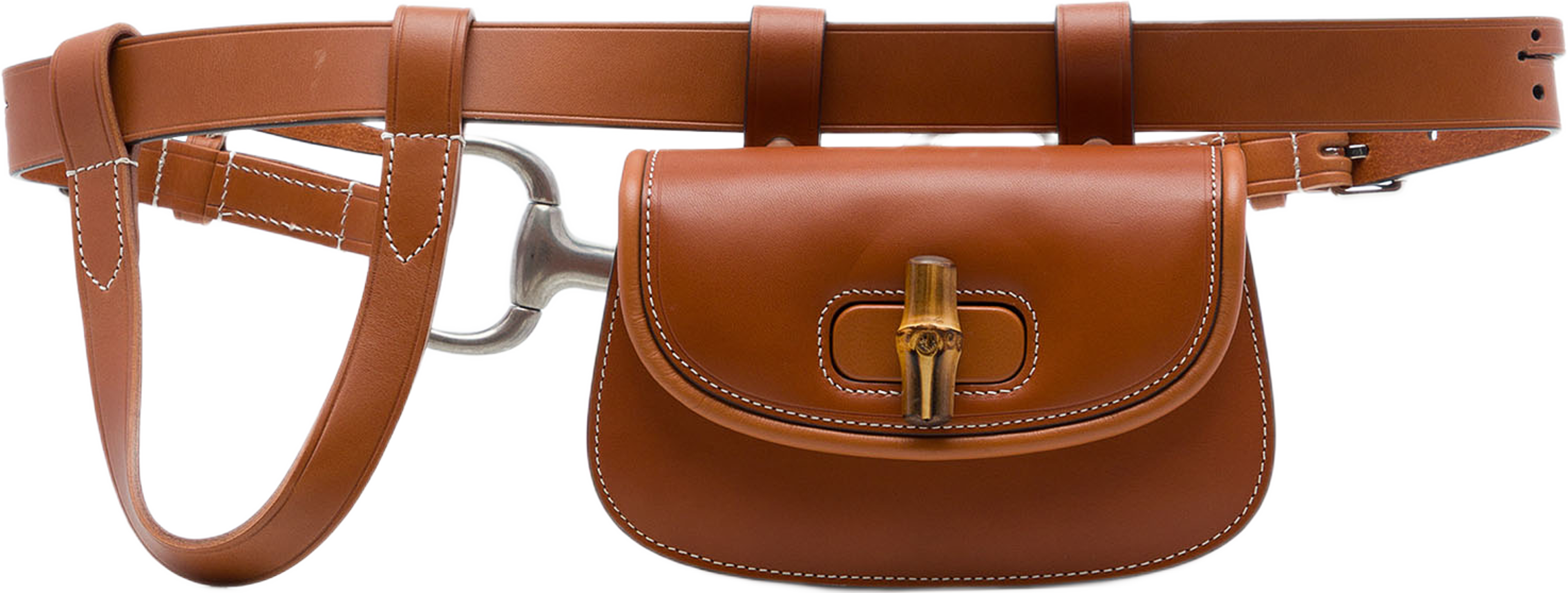 Gucci Mini Calfskin Bamboo 1947 Belt Bag, från Luxclusif, i färgen brun. Klicka för att öppna bilden i stort format