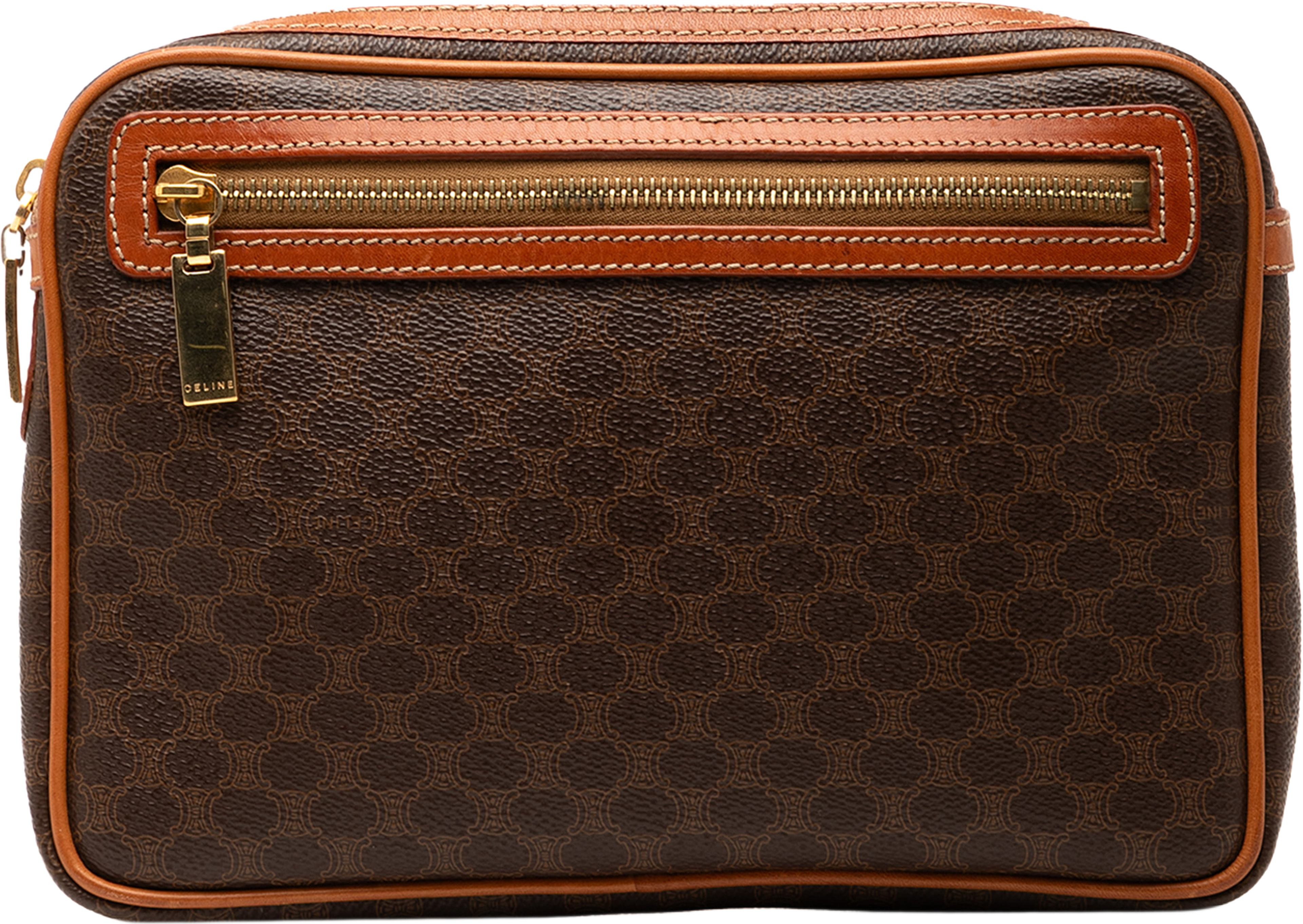 Celine Macadam Coated Canvas Clutch, från Luxclusif, i färgen brown. Klicka för att öppna bilden i stort format