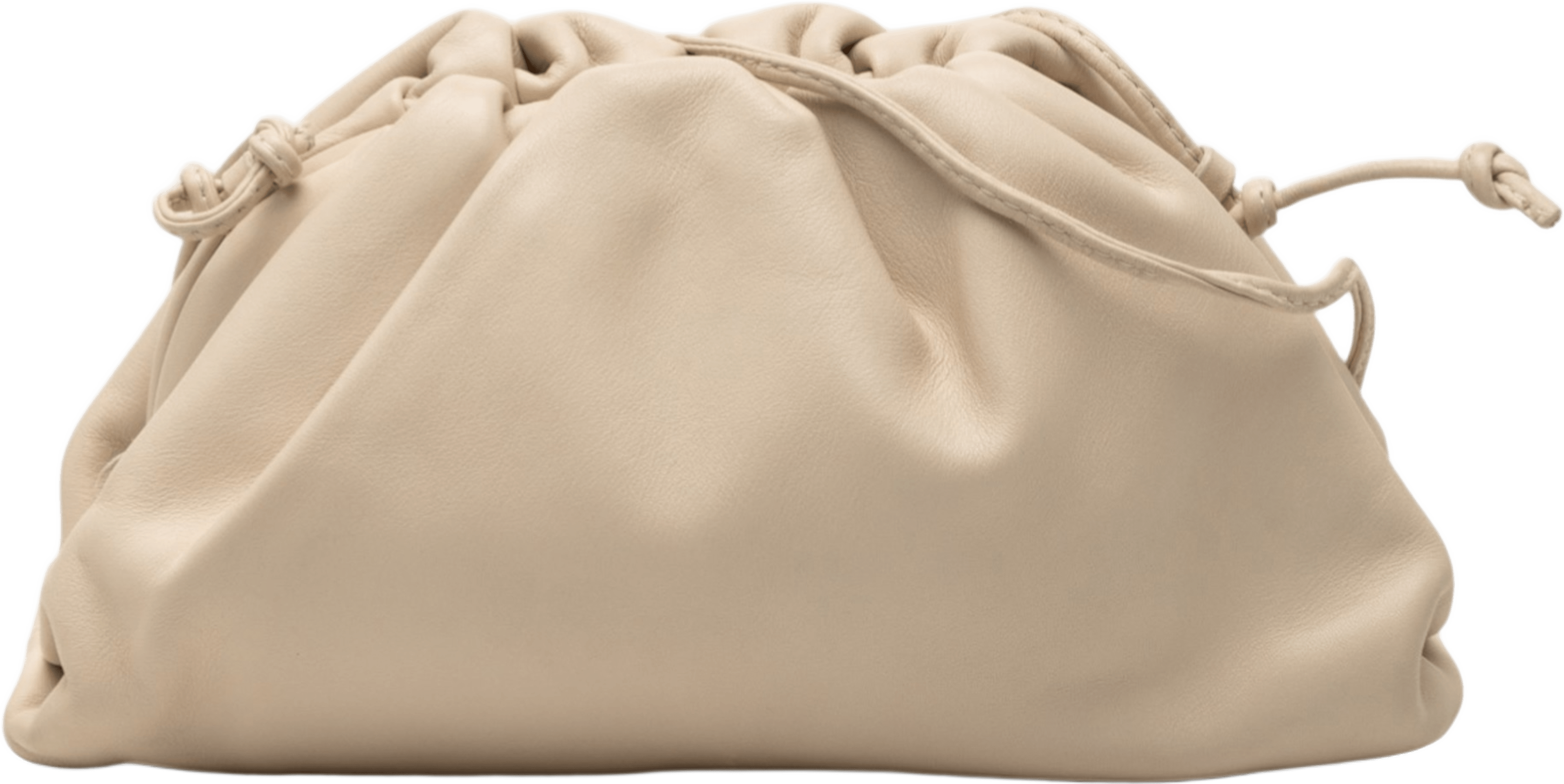 Bottega Veneta Lambskin The Mini Pouch Crossbody, från Luxclusif, i färgen beige. Klicka för att öppna bilden i stort format
