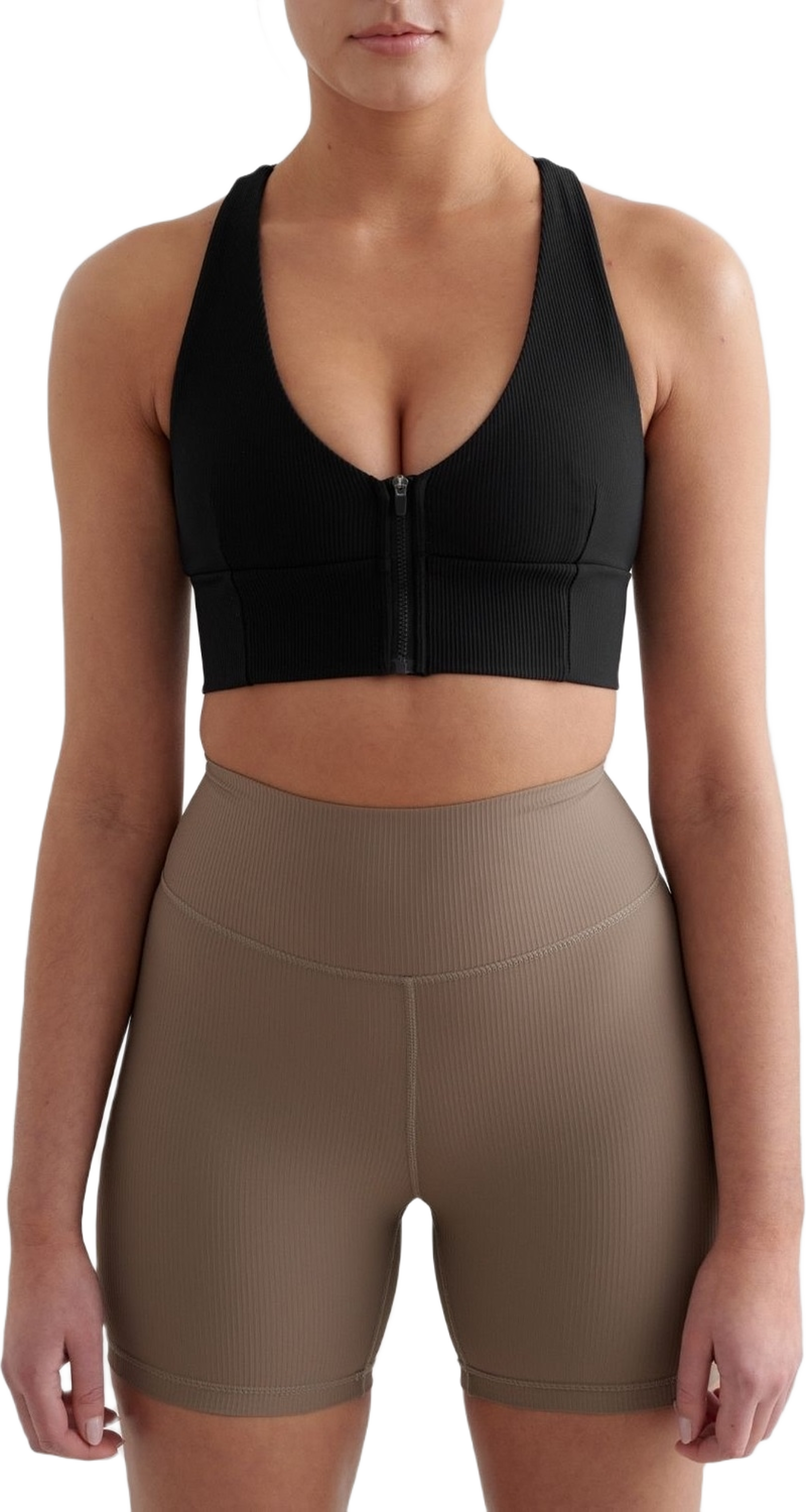 Ribbed Performance Zipped Bra