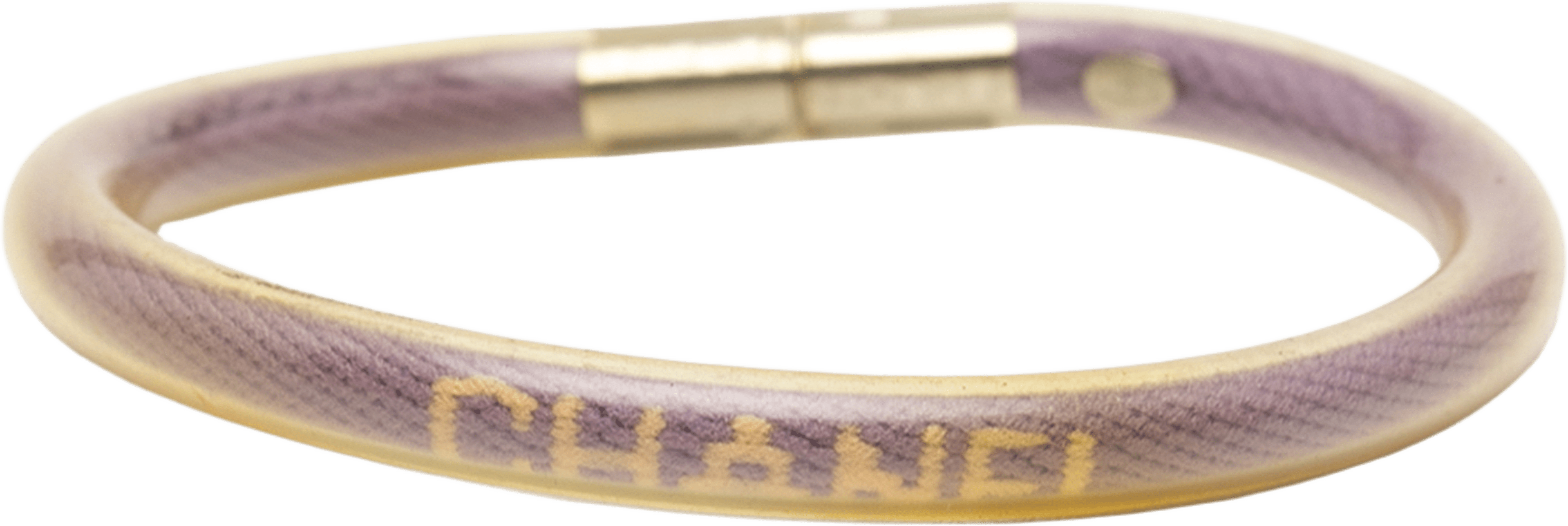 Chanel Vinyl Plated Sport Line Logo Tube Bracelet, från Luxclusif, i färgen purple. Klicka för att öppna bilden i stort format