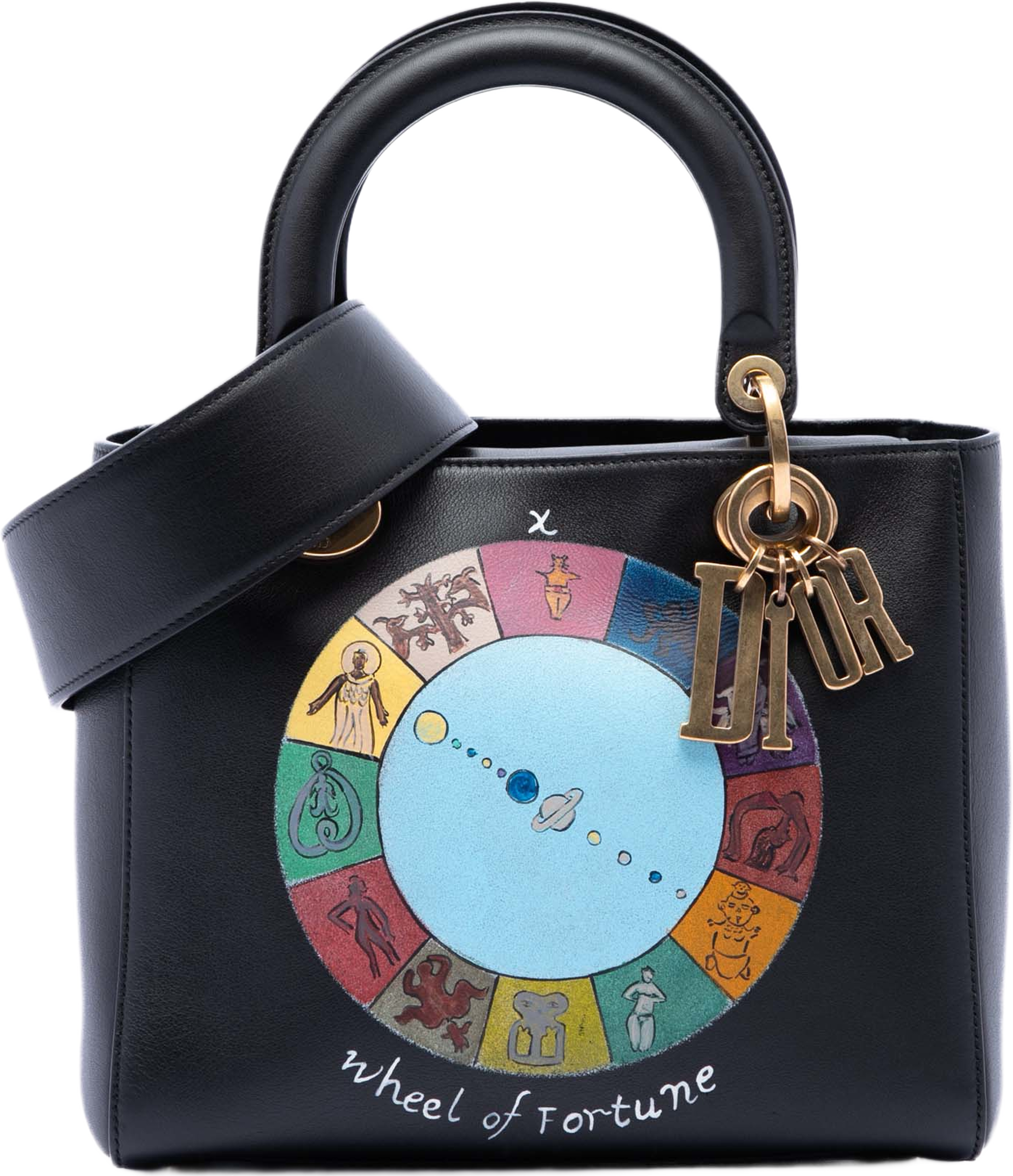 Dior Medium Calfskin Wheel Of Fortune Tarot Lady Dior, från Luxclusif, i färgen black. Klicka för att öppna bilden i stort format