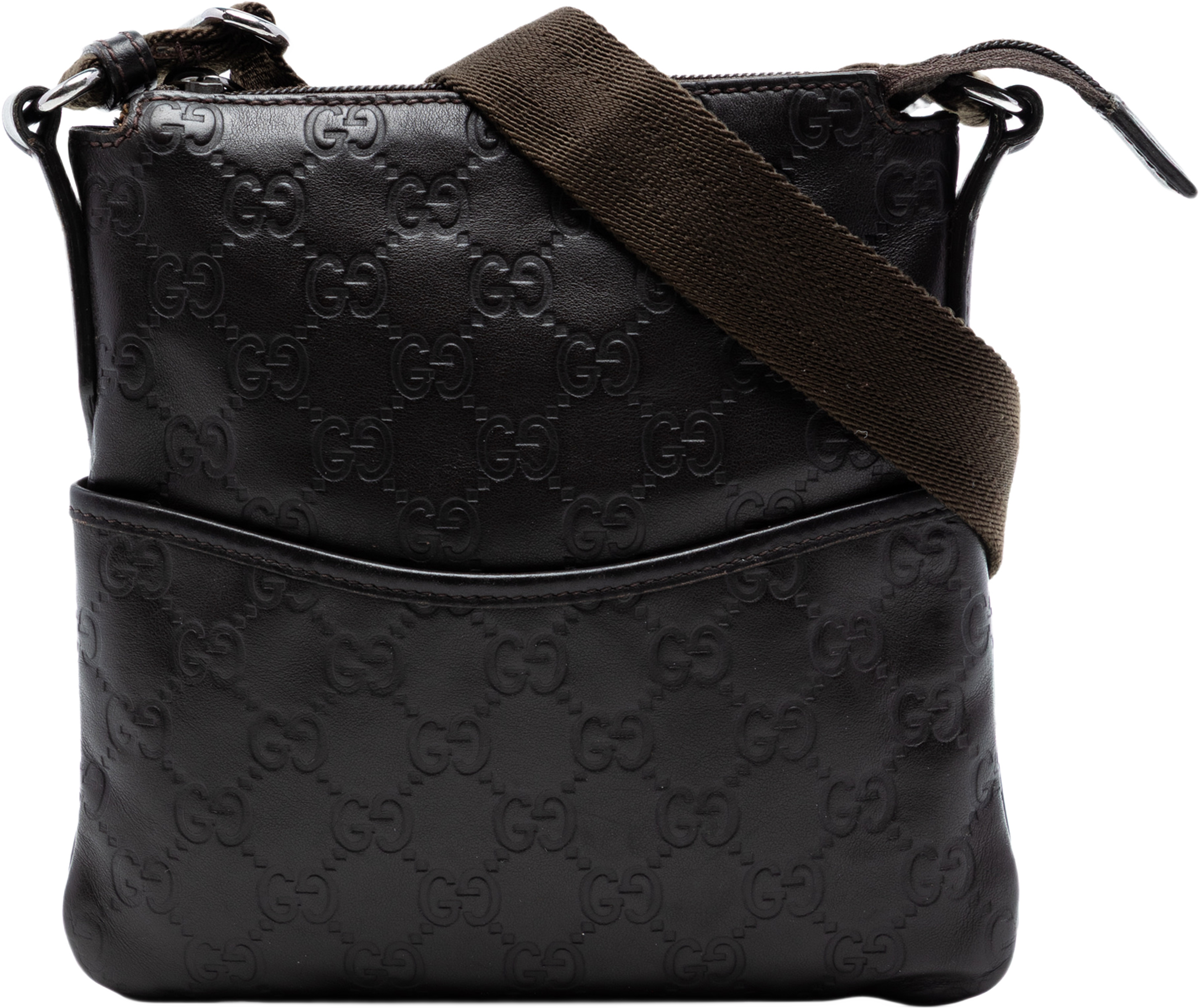 Gucci Guccissima Crossbody, från Luxclusif, i färgen dark brown. Klicka för att öppna bilden i stort format