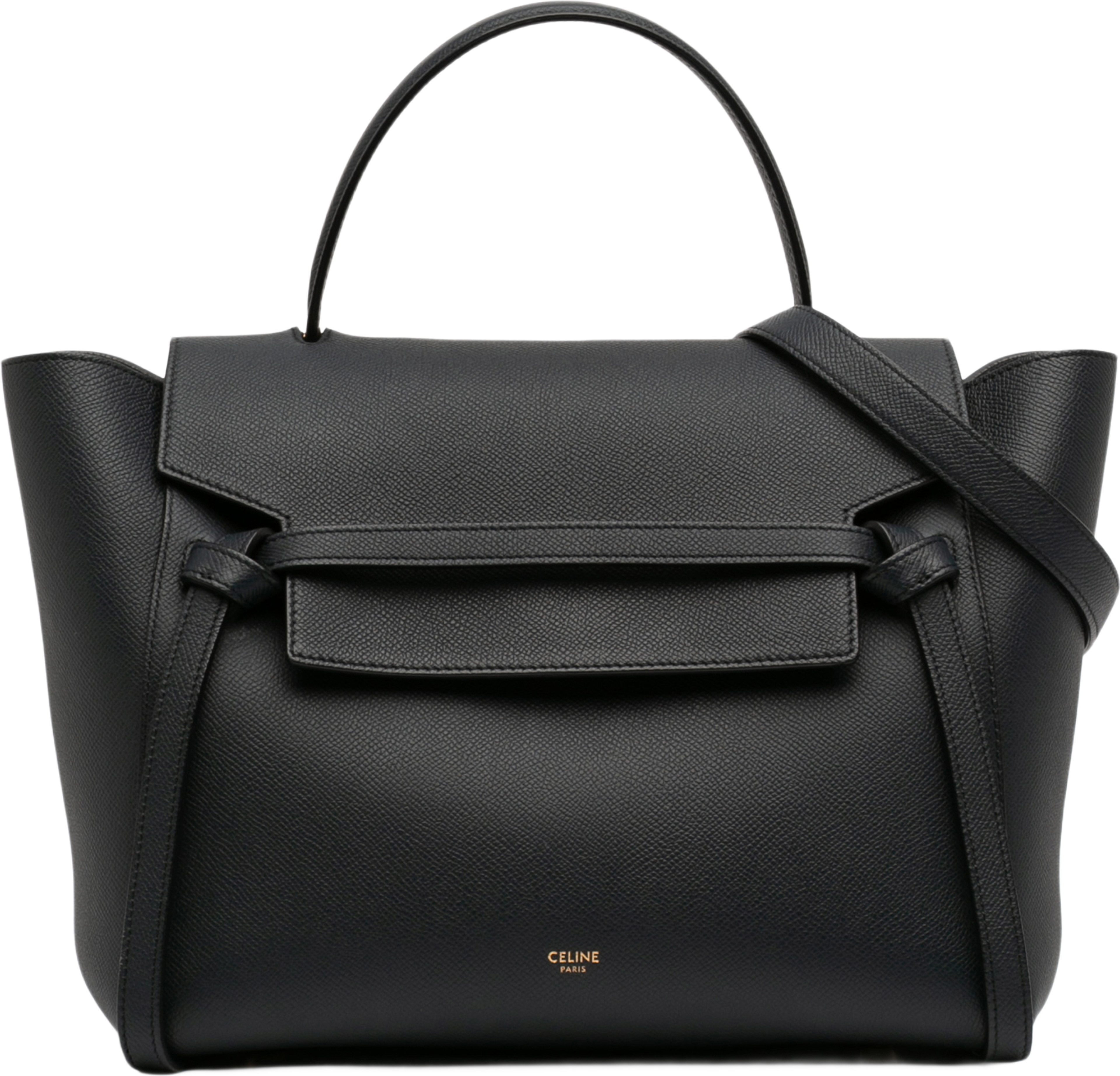 Celine Mini Grained Calfskin Belt Bag, från Luxclusif, i färgen svart. Klicka för att öppna bilden i stort format