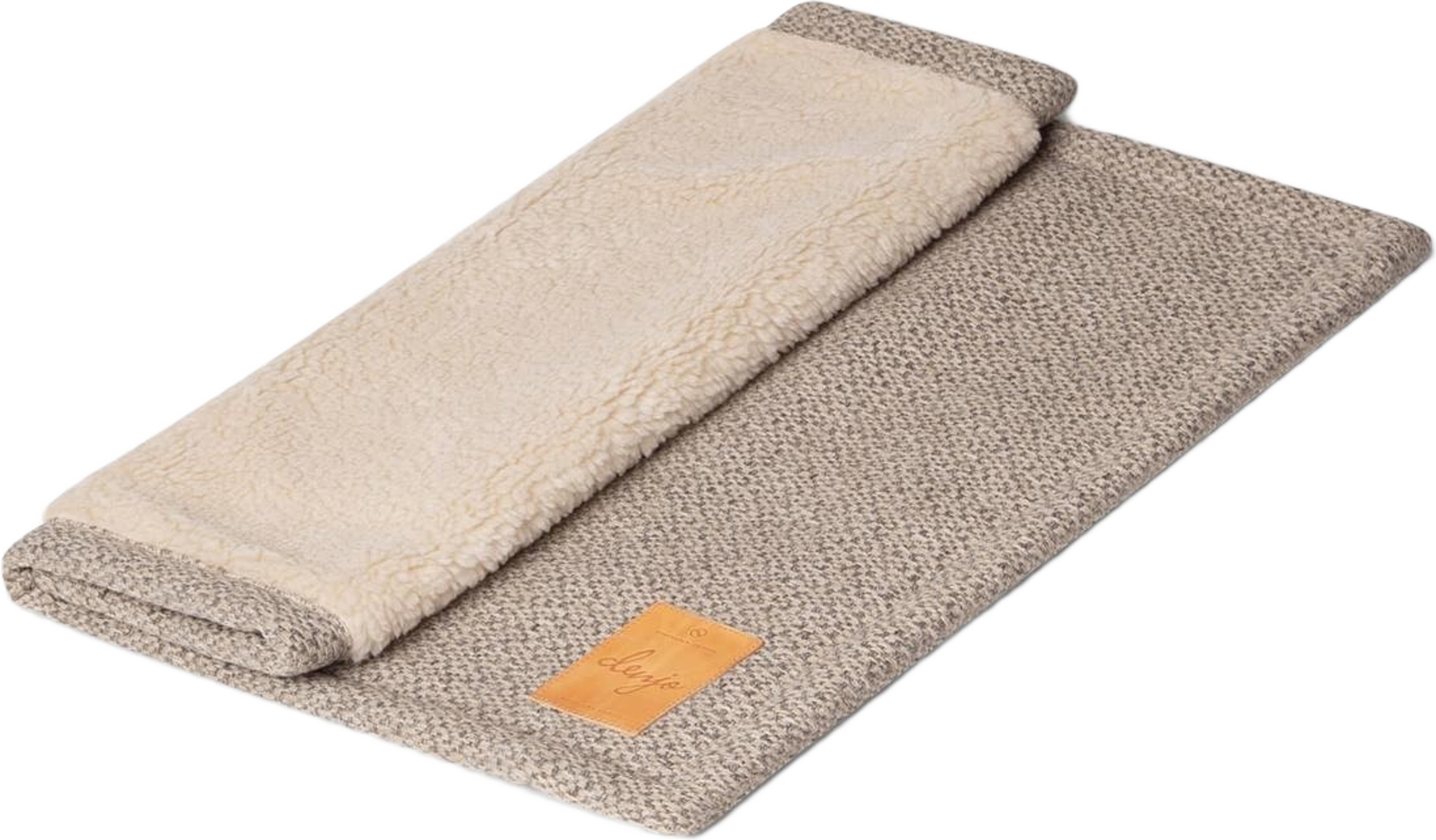 Resefilt Snuggle Med Läderdetalj Greige - Denjo Dogs