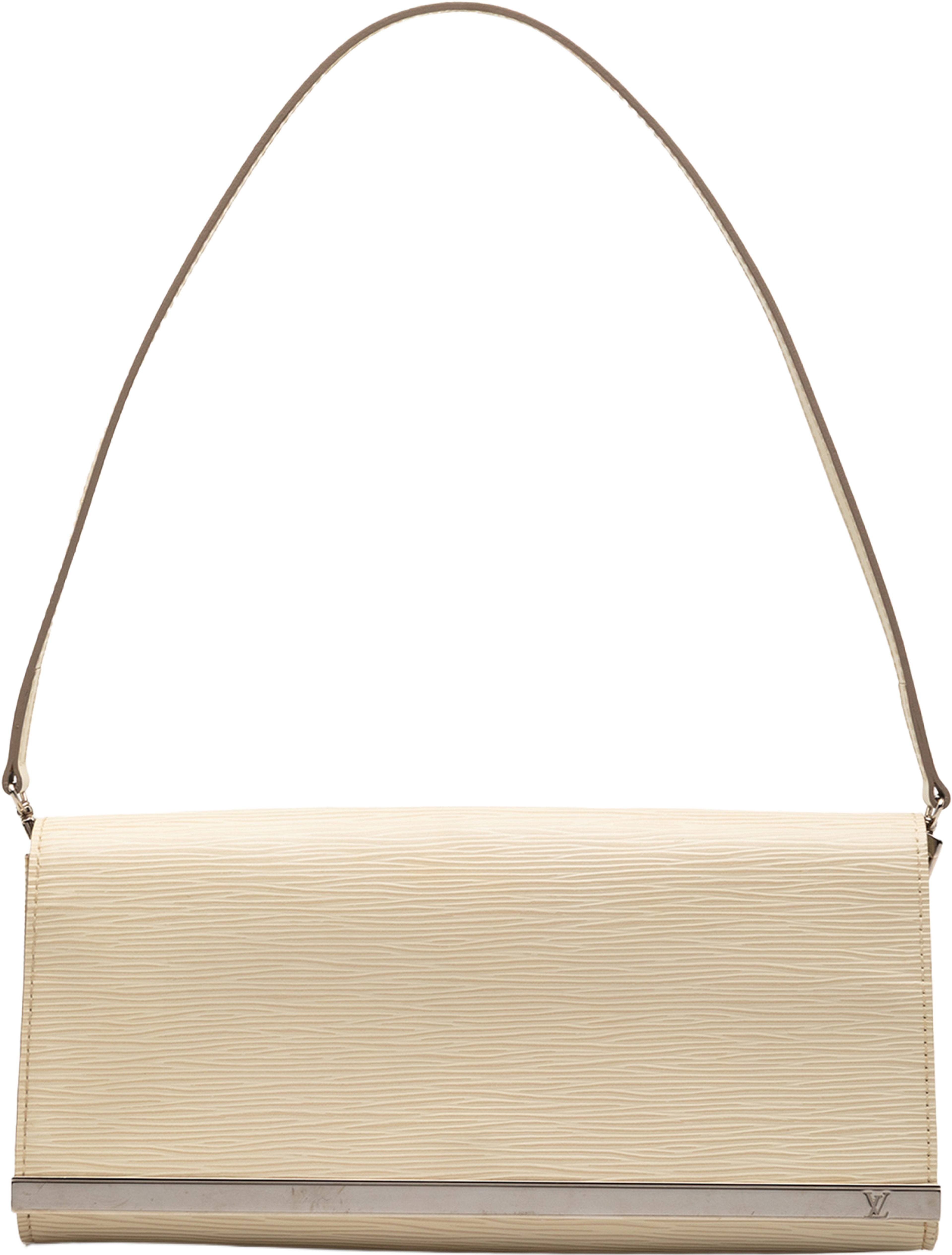 Louis Vuitton Epi Sevigne Clutch, från Luxclusif, i färgen light beige. Klicka för att öppna bilden i stort format