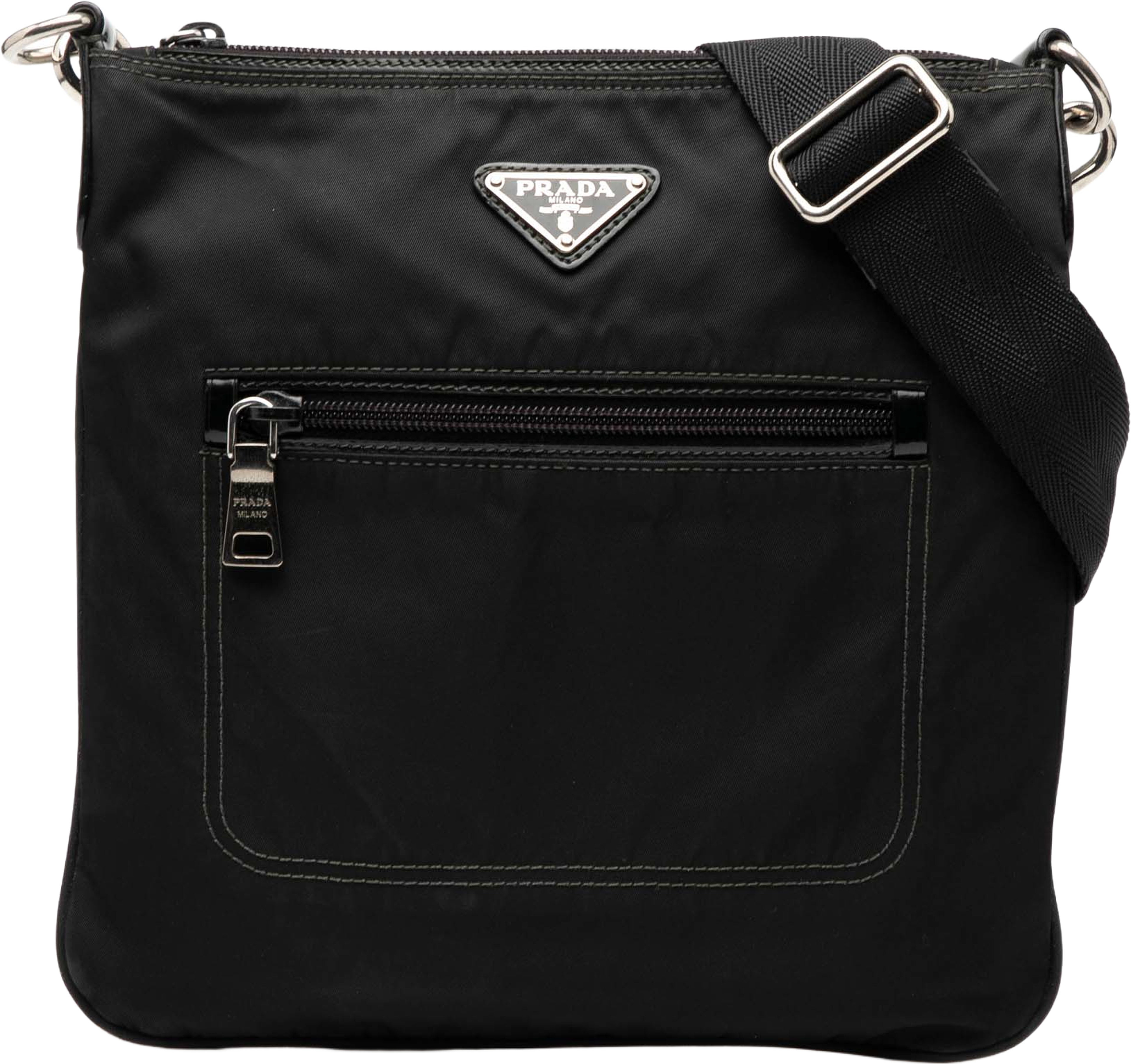 Prada Tessuto Zip Top Crossbody, från Luxclusif, i färgen black. Klicka för att öppna bilden i stort format