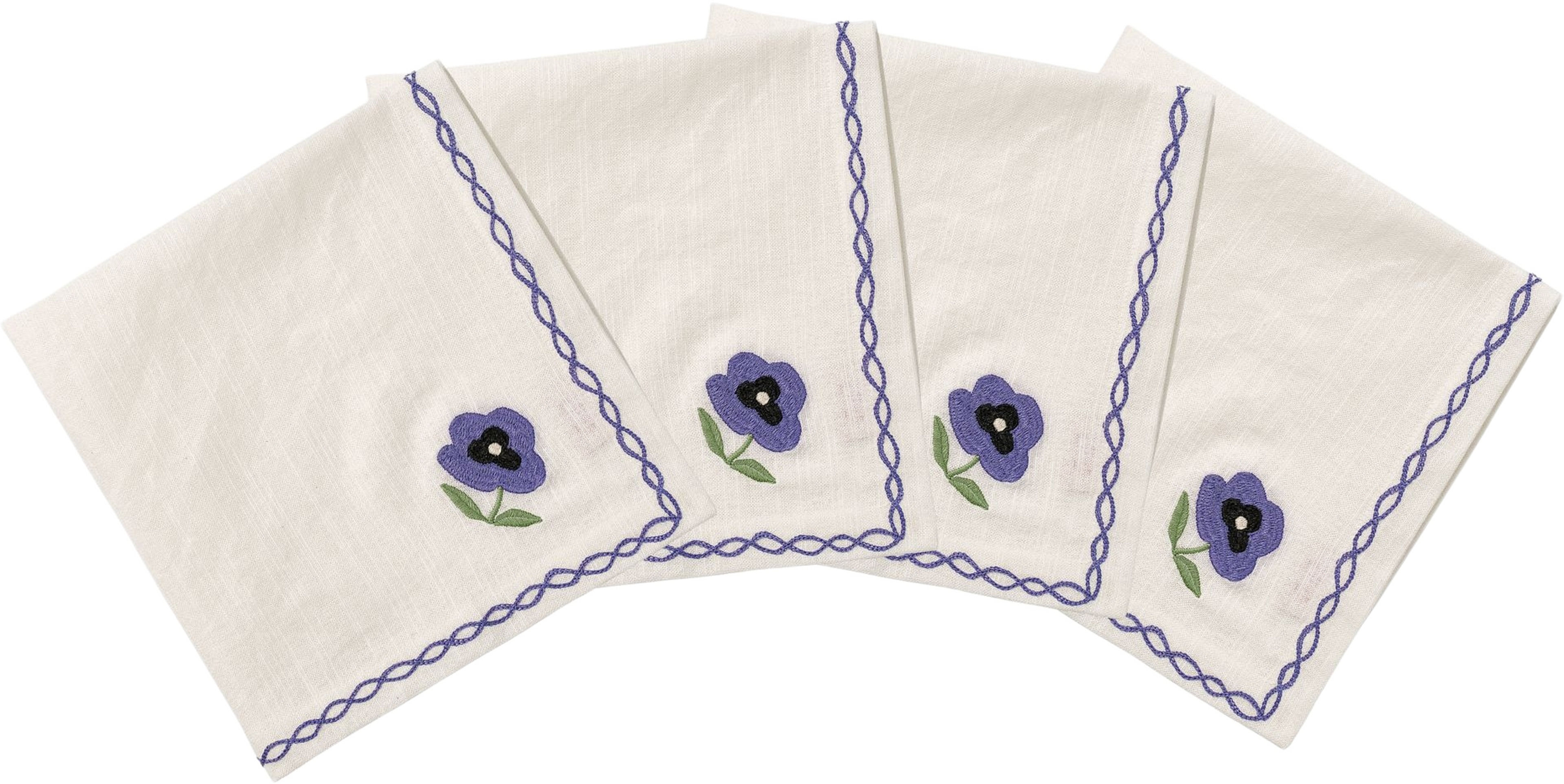 Madelen Möllard Pansy Servett 4-pack - 45x45 Cm, från Pick A Poppy, i färgen blue. Klicka för att öppna bilden i stort format