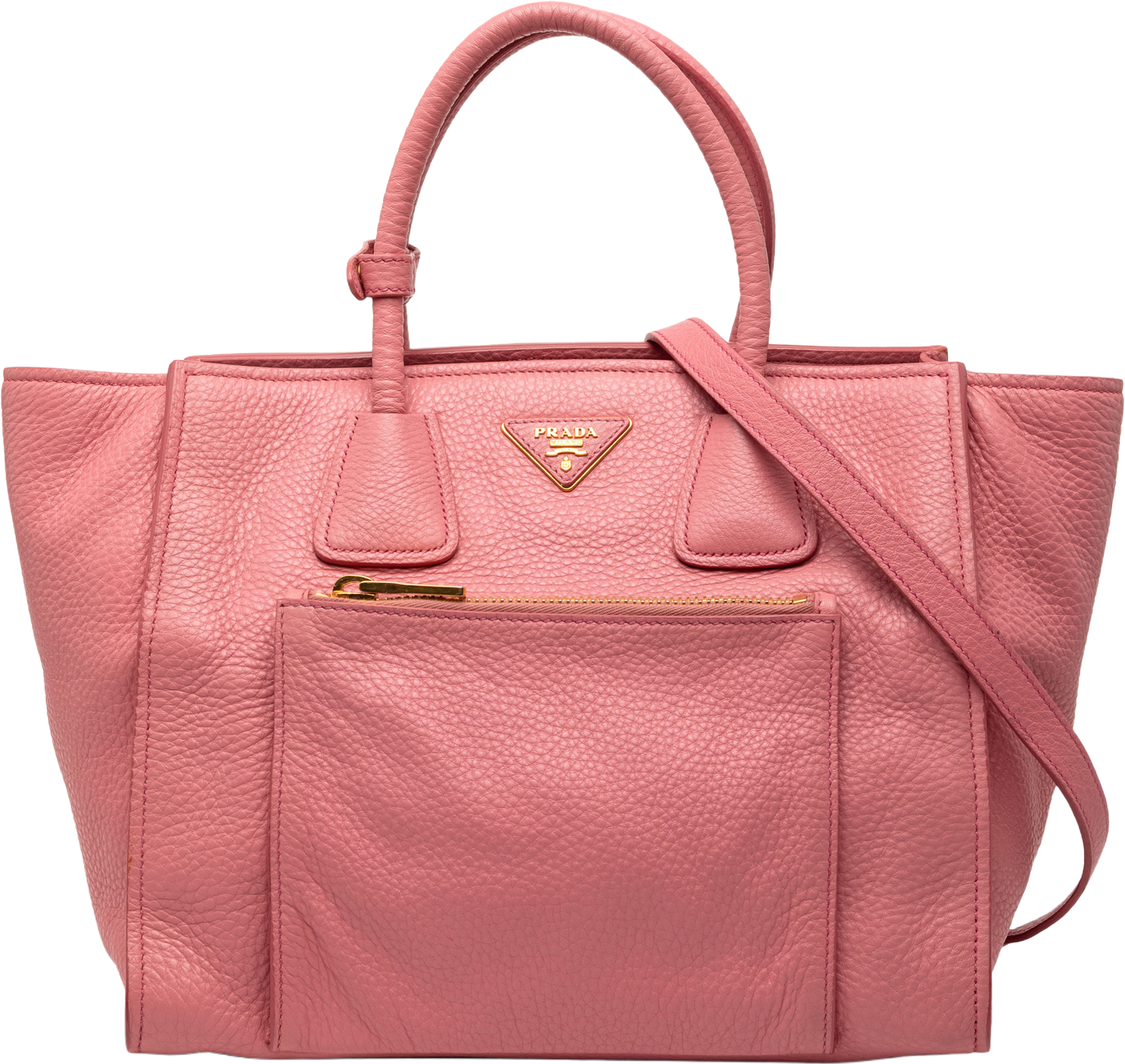 Prada Vitello Daino Shopping Tote, från Luxclusif, i färgen pink. Klicka för att öppna bilden i stort format