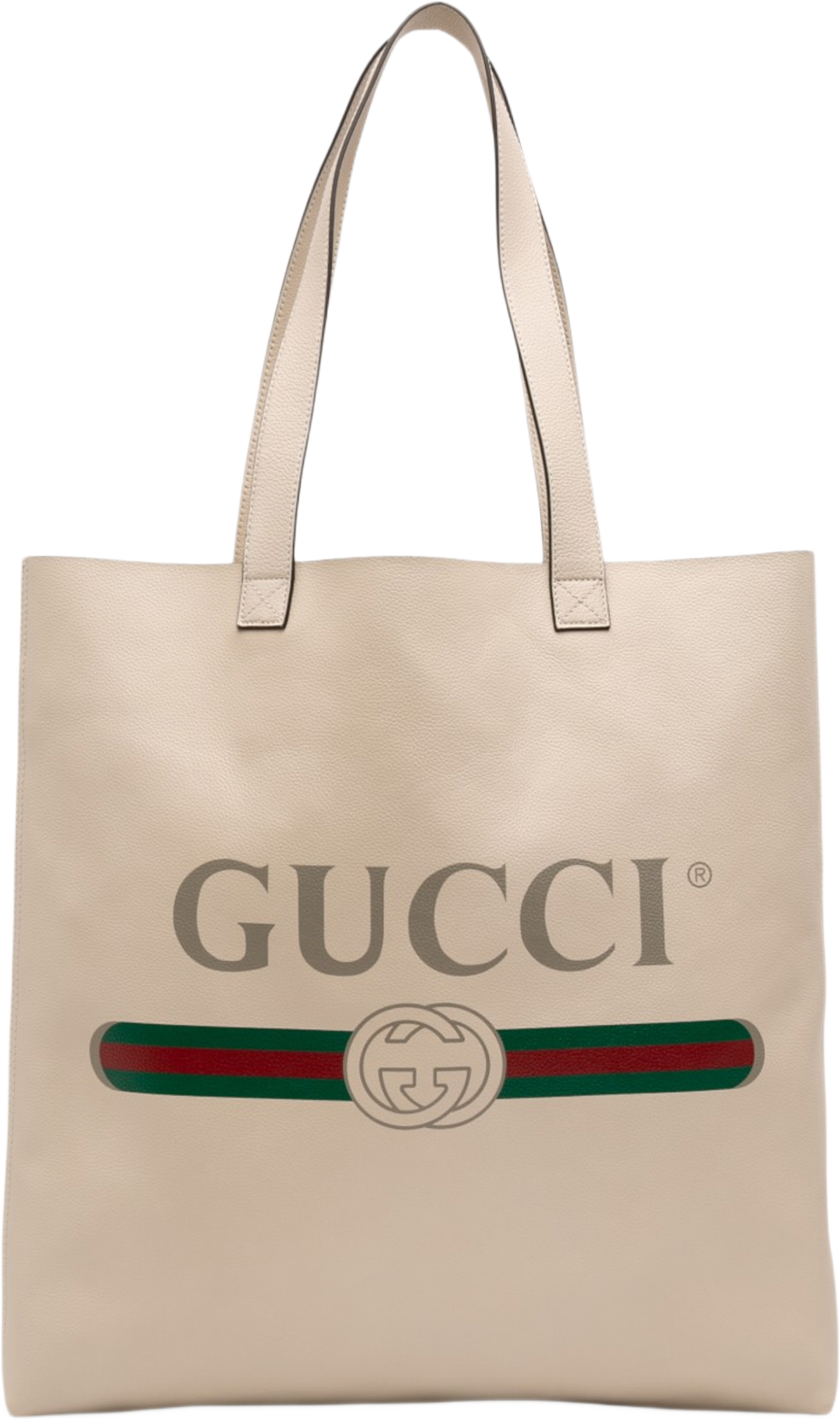 Gucci Leather Logo Tote, från Luxclusif, i färgen light beige. Klicka för att öppna bilden i stort format