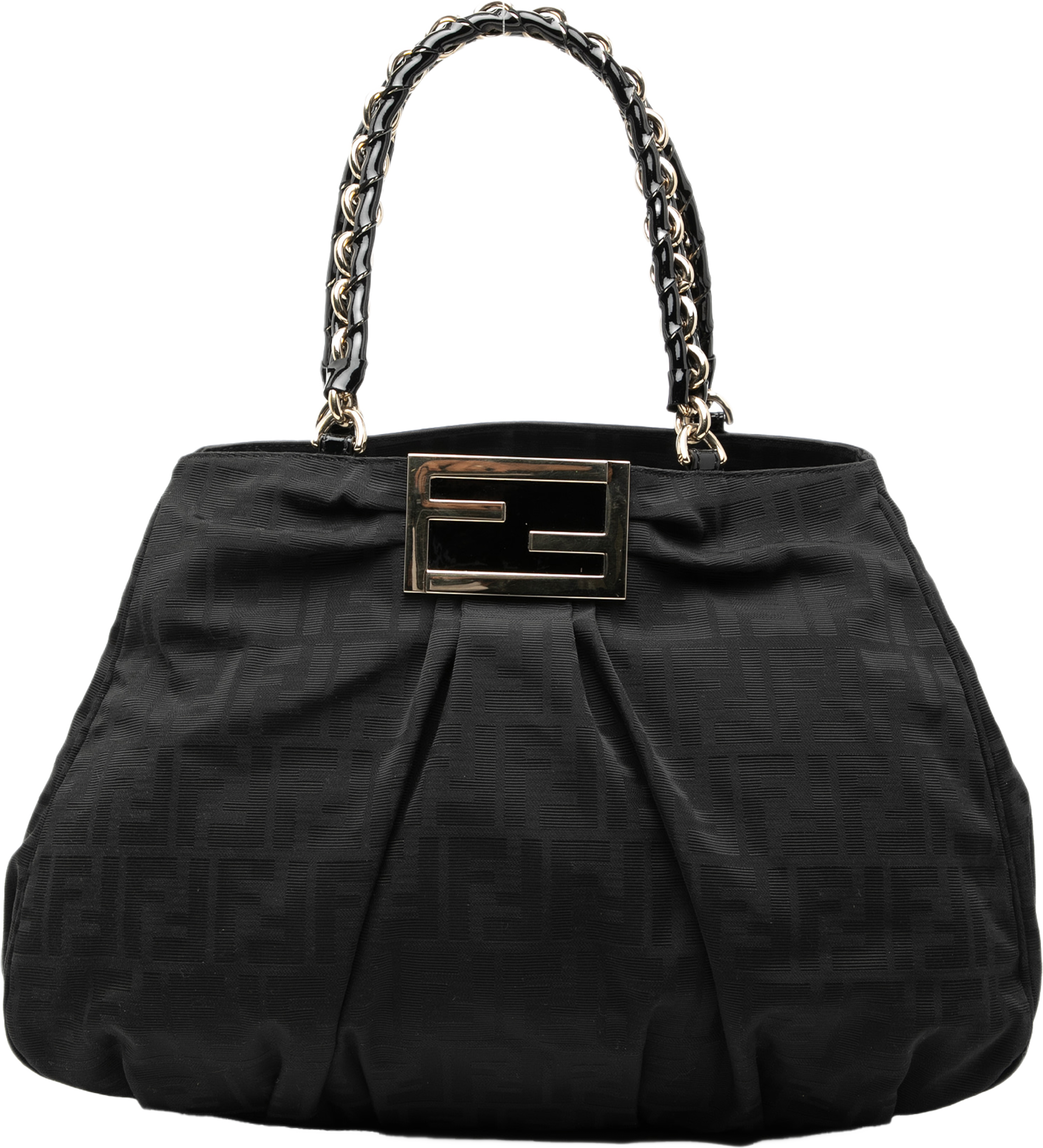 Fendi Large Zucca Canvas Mia Tote, från Luxclusif, i färgen svart. Klicka för att öppna bilden i stort format