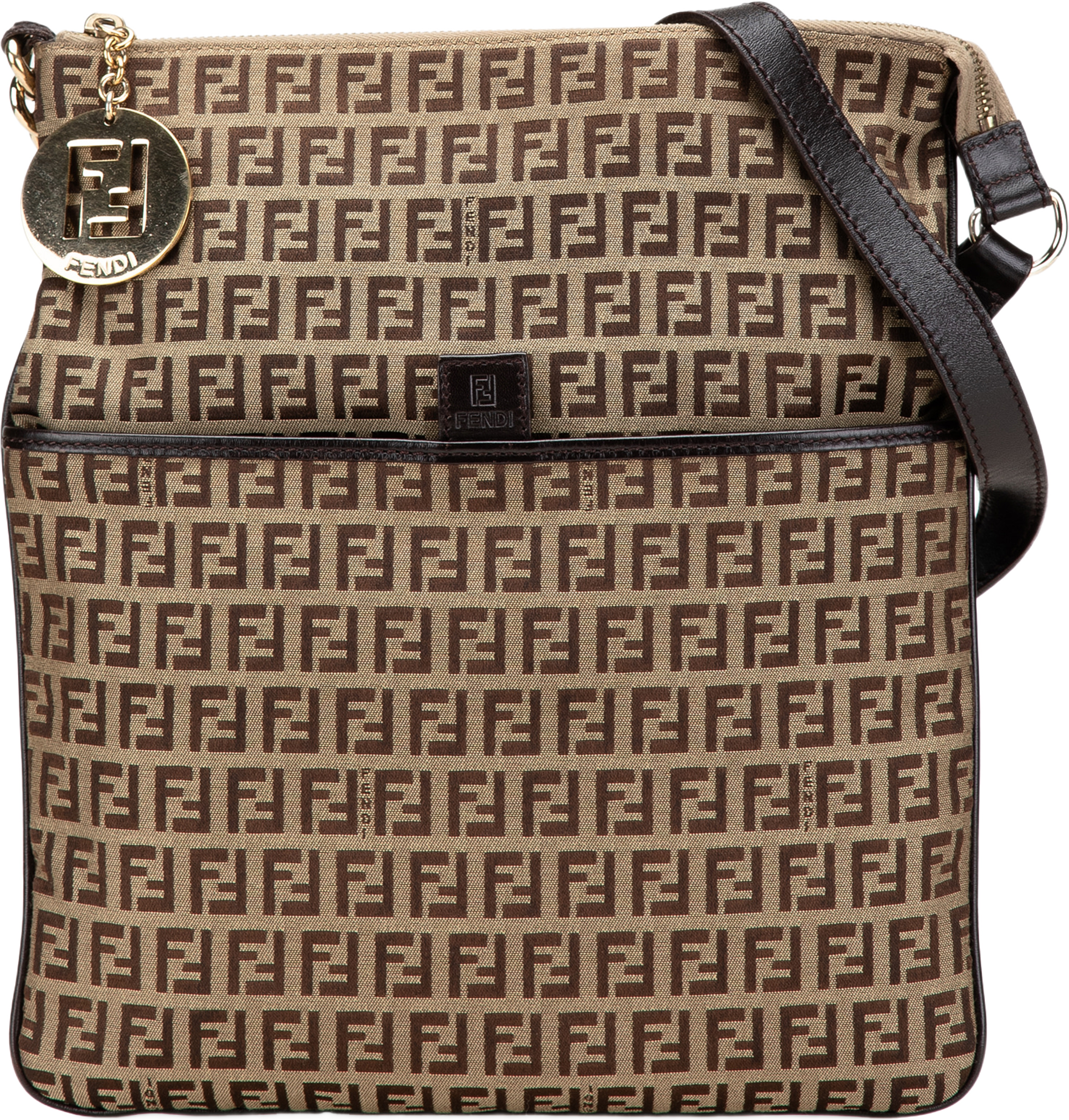 Fendi Zucchino Canvas Crossbody, från Luxclusif, i färgen beige. Klicka för att öppna bilden i stort format