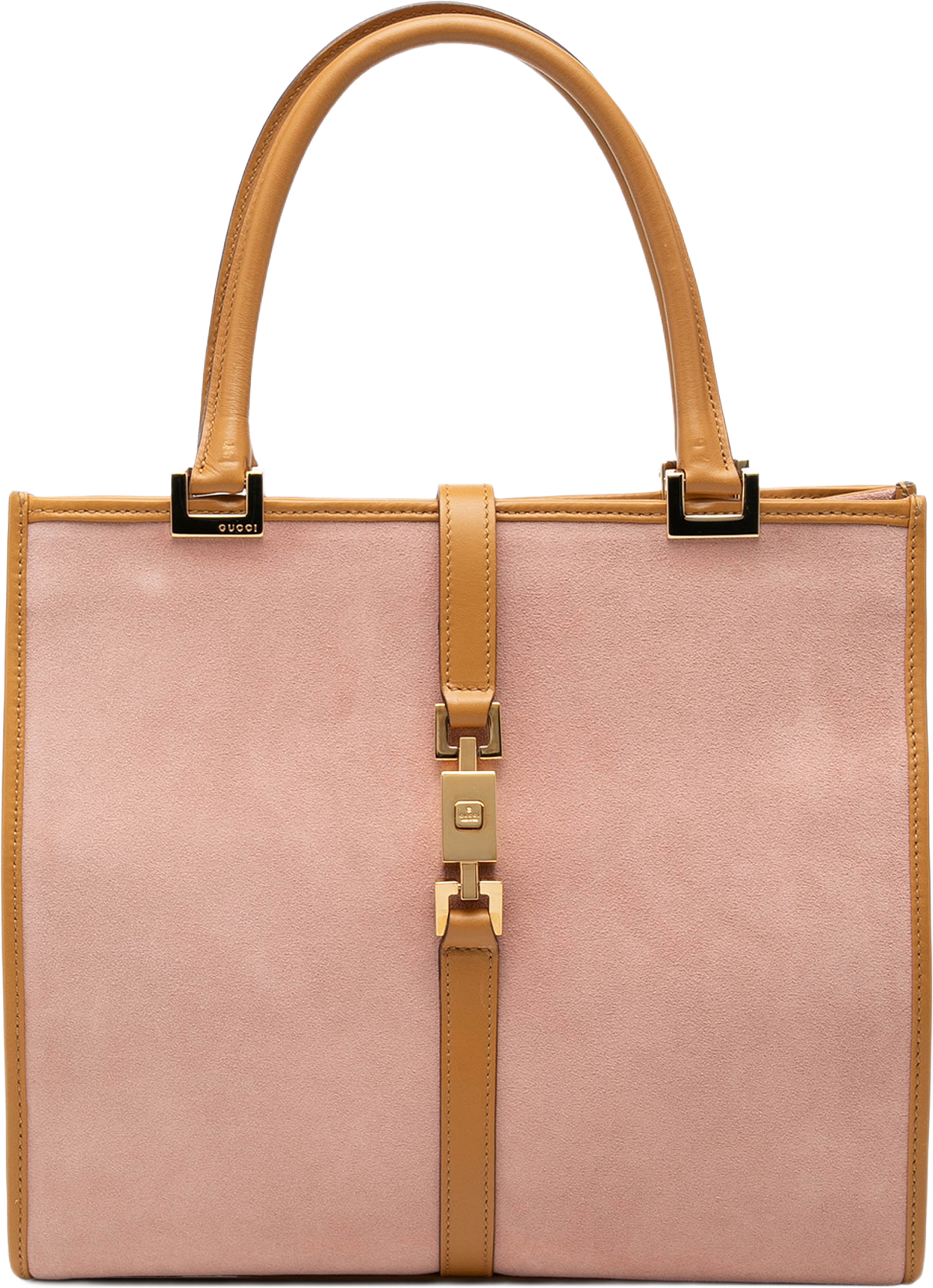 Gucci Suede Jackie Handbag, från Luxclusif, i färgen light pink. Klicka för att öppna bilden i stort format