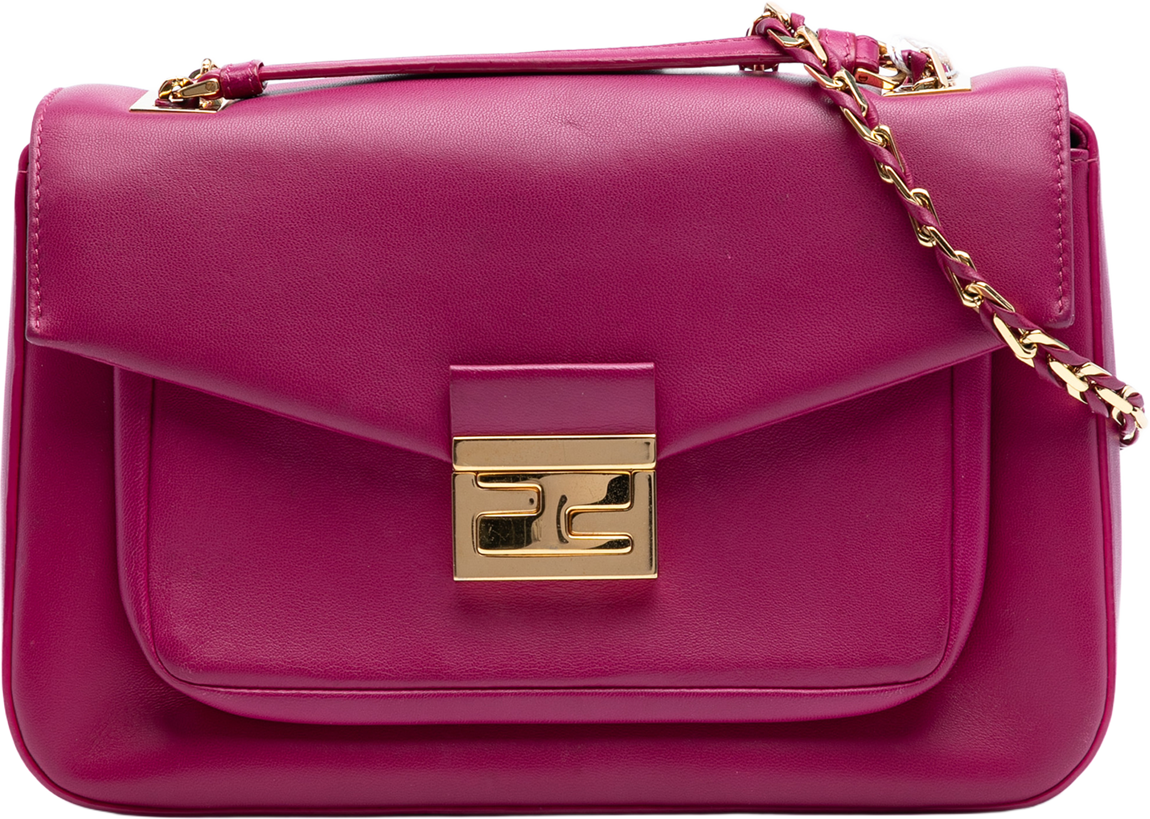 Fendi Nappa Be Baguette Crossbody, från Luxclusif, i färgen dark pink. Klicka för att öppna bilden i stort format