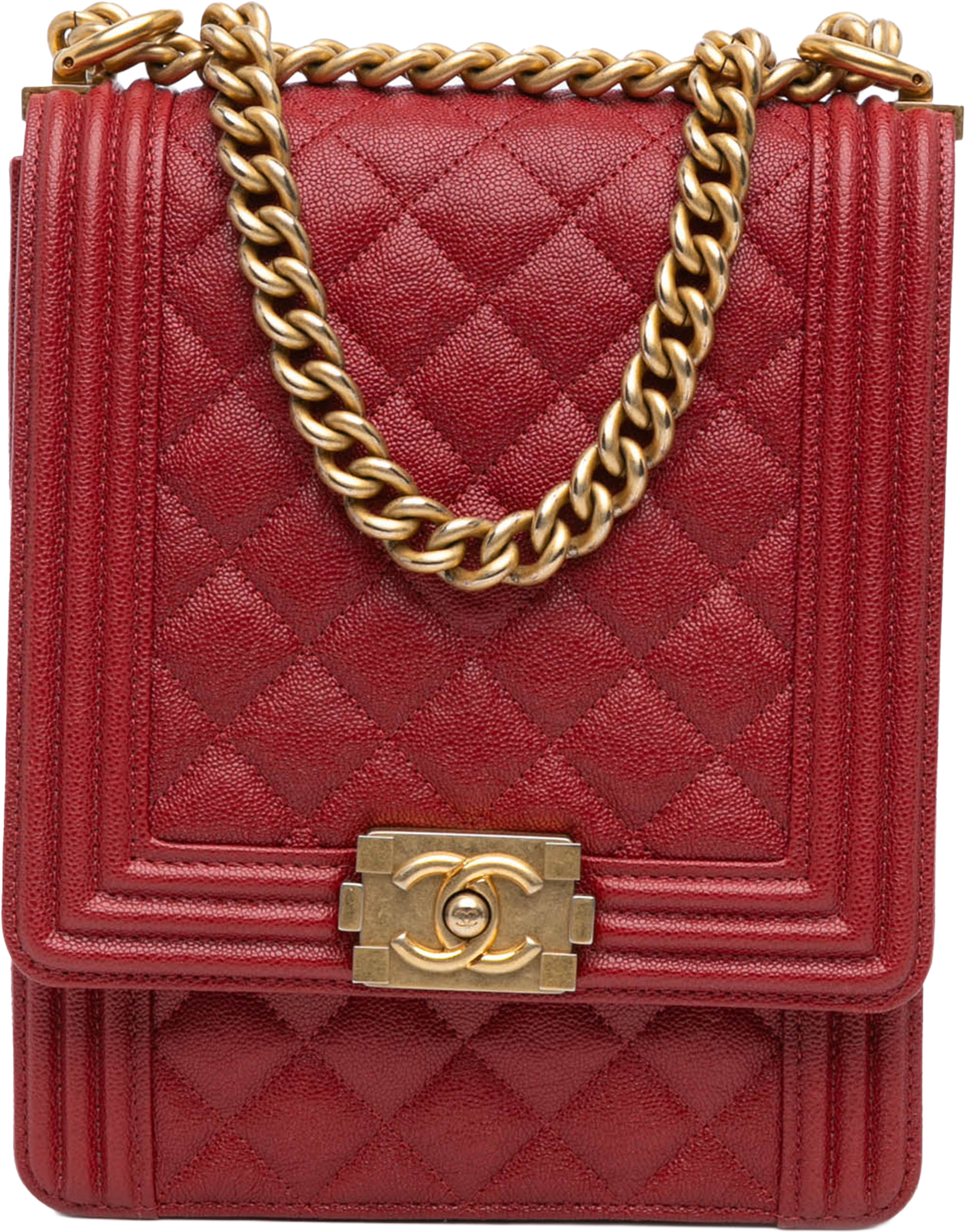 Chanel Quilted Caviar North South Boy Flap