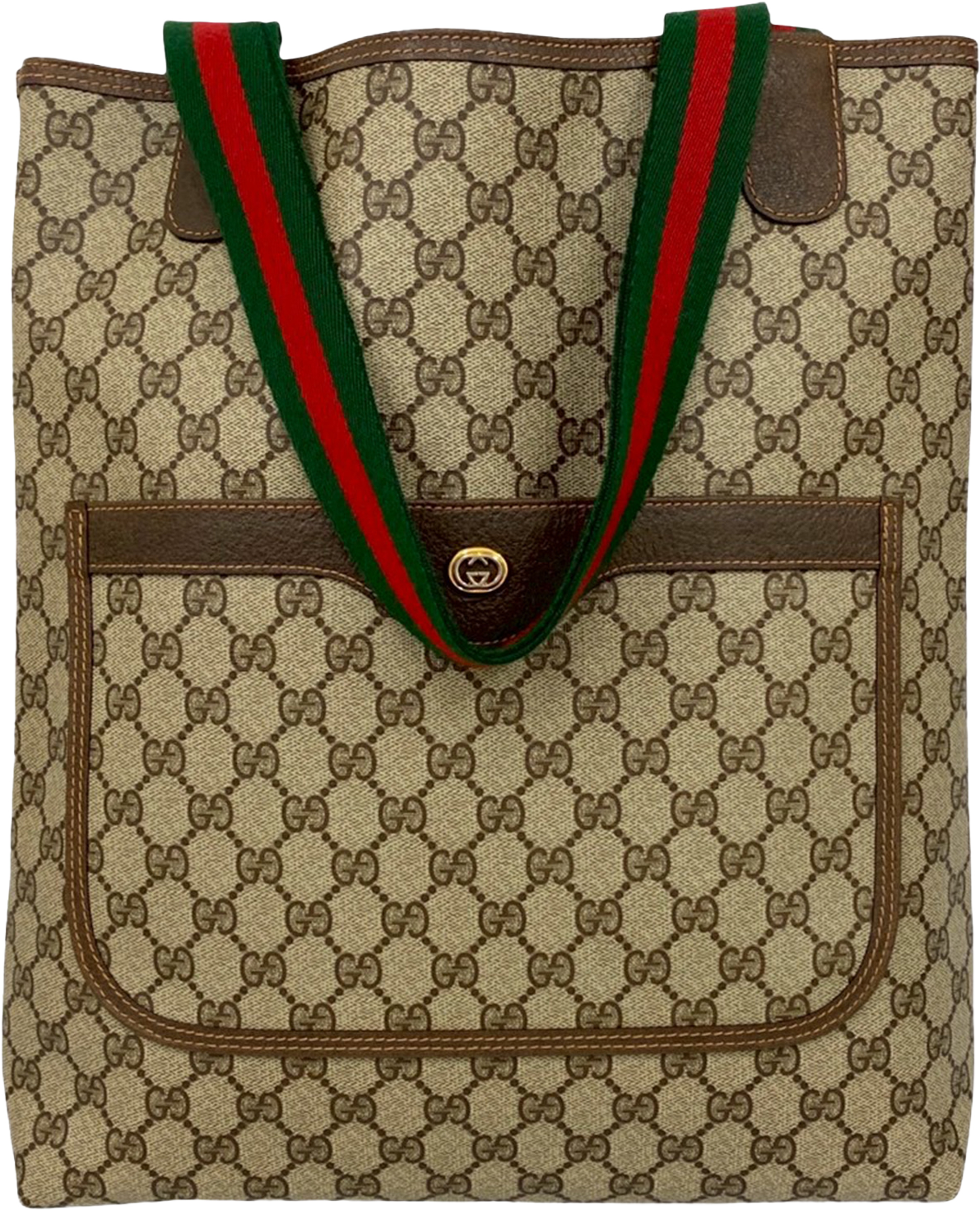 Gucci Gg Supreme Web Tote, från Luxclusif, i färgen beige. Klicka för att öppna bilden i stort format