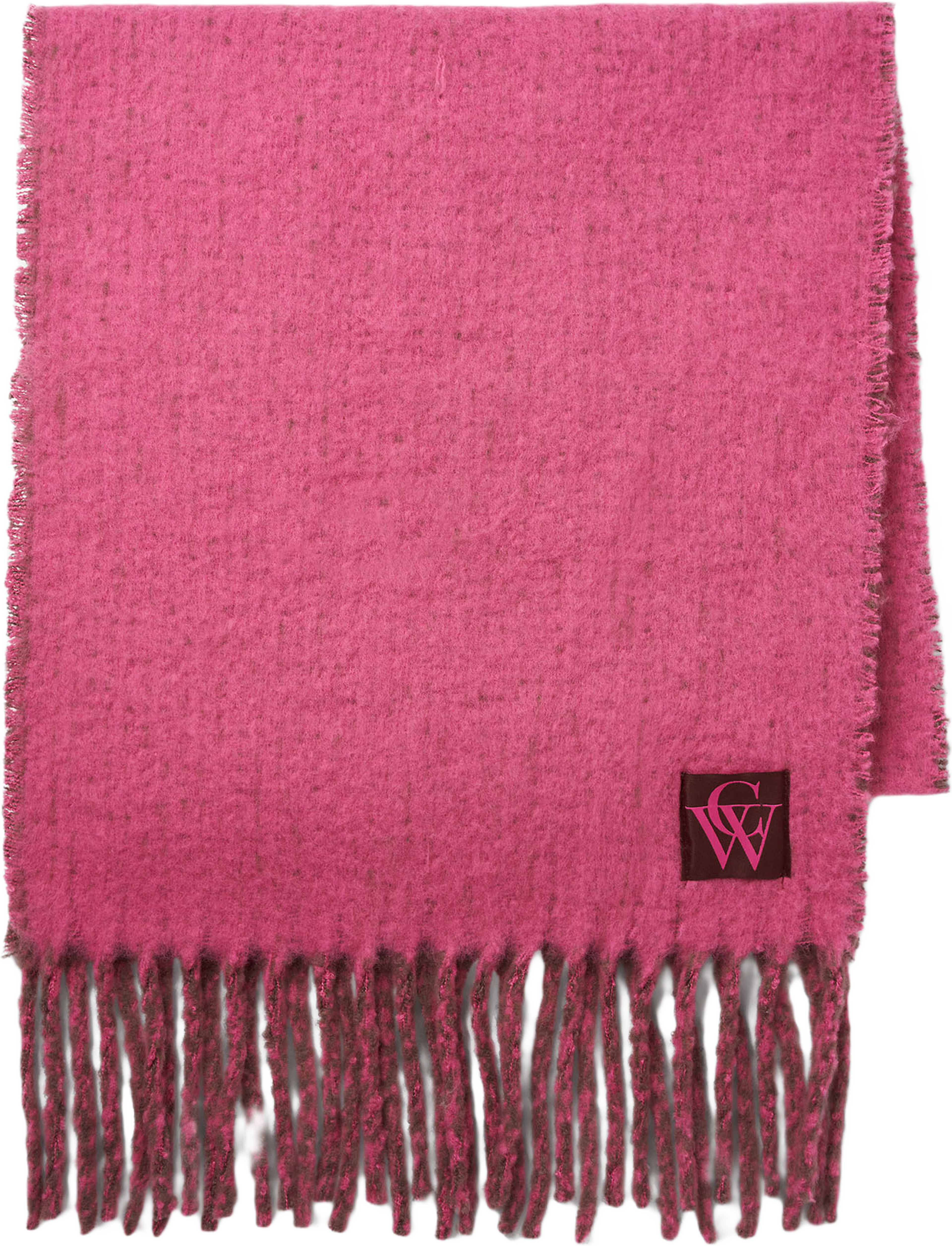 Stickad halsduk med fransar ADA, från Carin Wester, i färgen Pink/Red. Klicka för att öppna bilden i stort format
