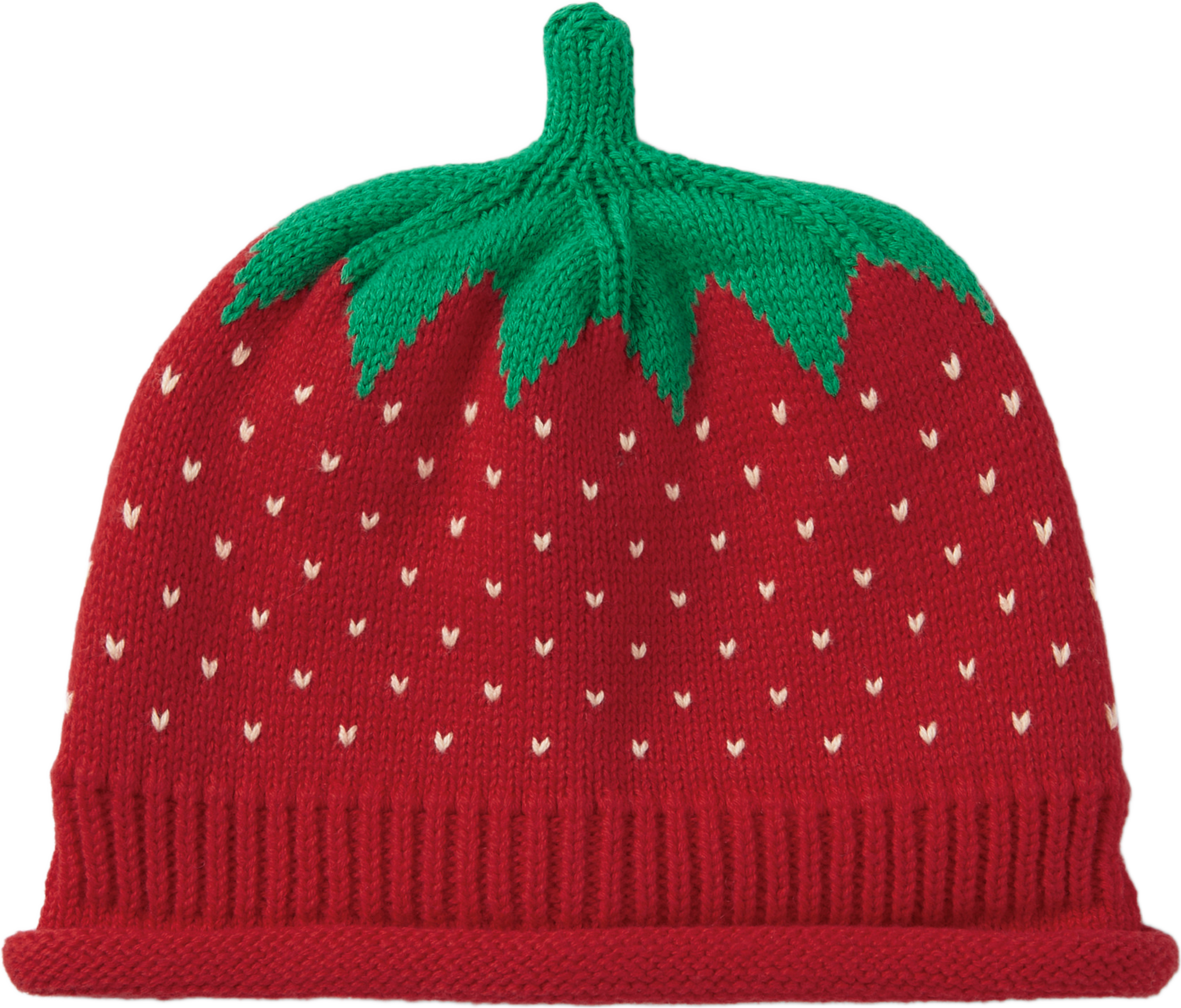 Stickad jordgubbsmössa STRAWBERRY