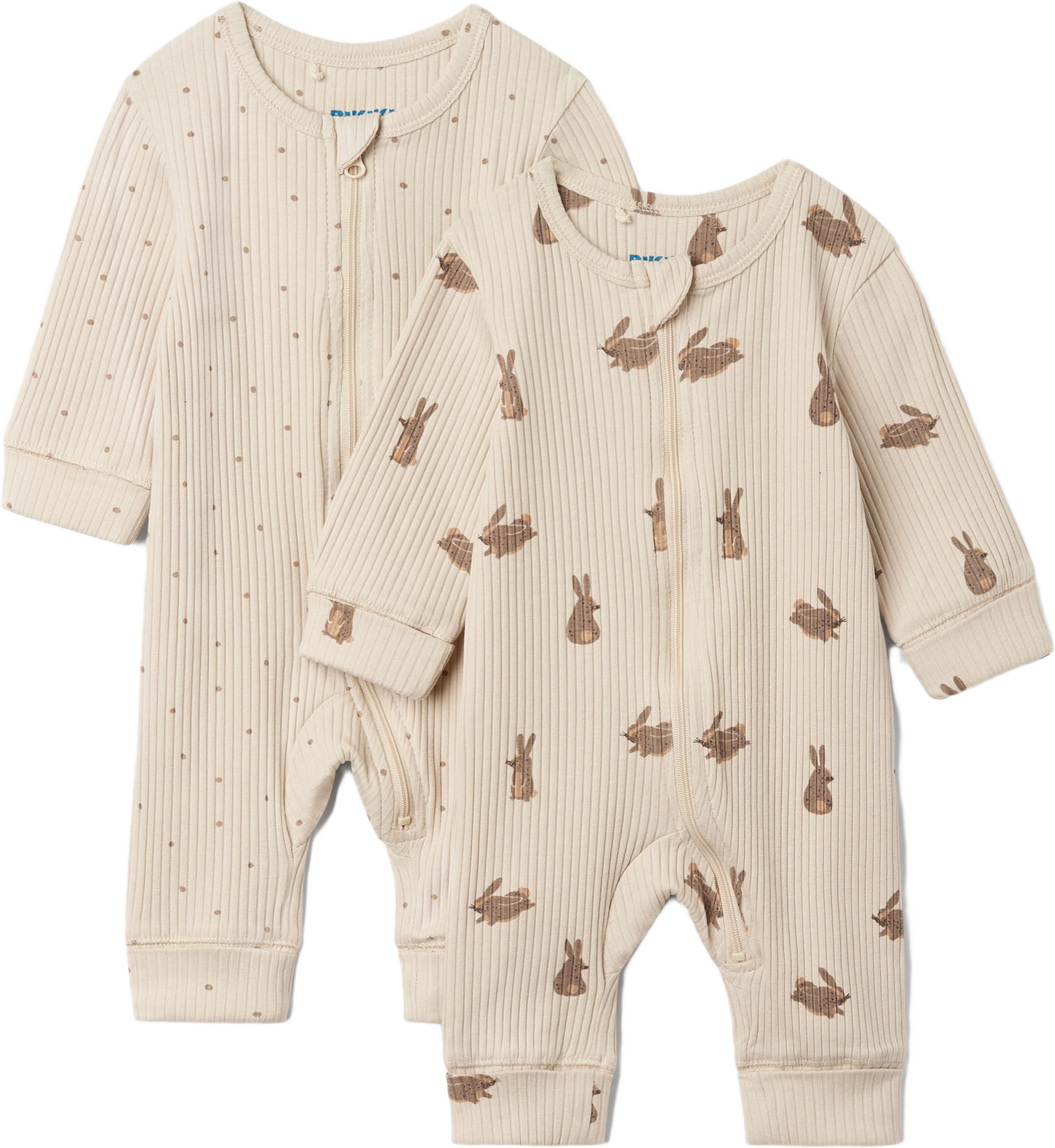 Ribbstickad pyjamas med dragkedja LUCY, 2-pack