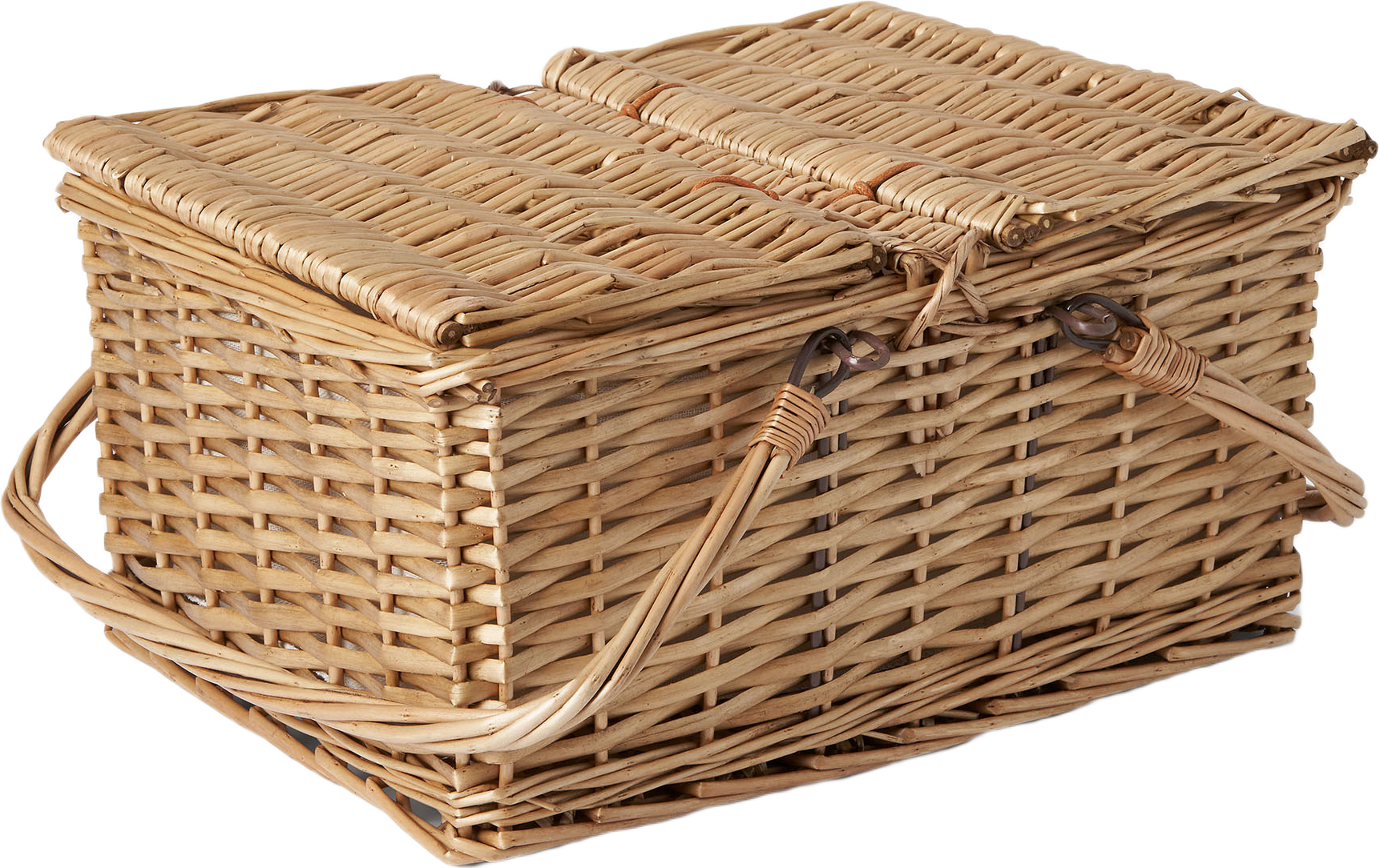 Flätad picknickkorg i pilträ