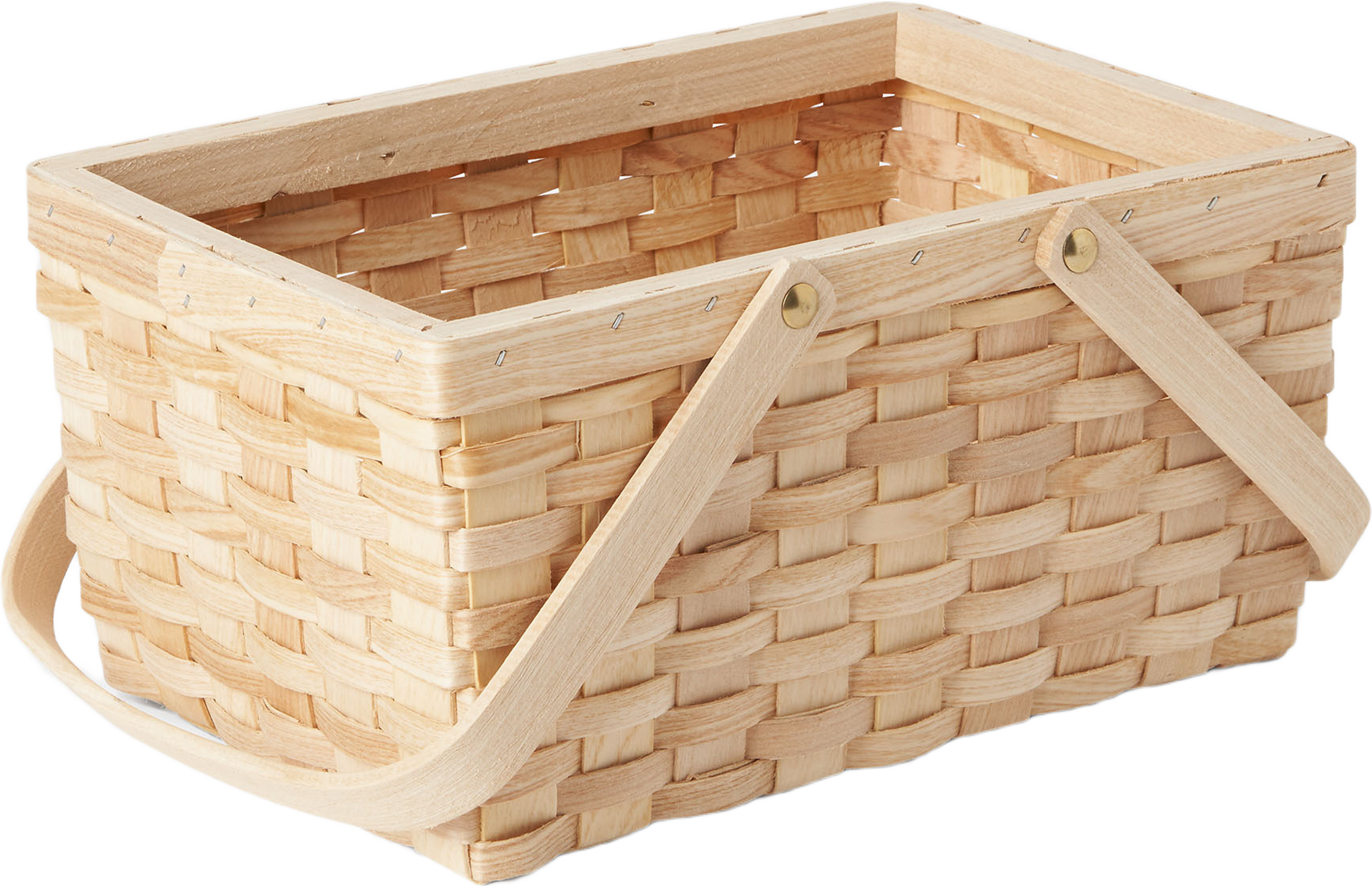 Flätad picknickkorg i poppelträ