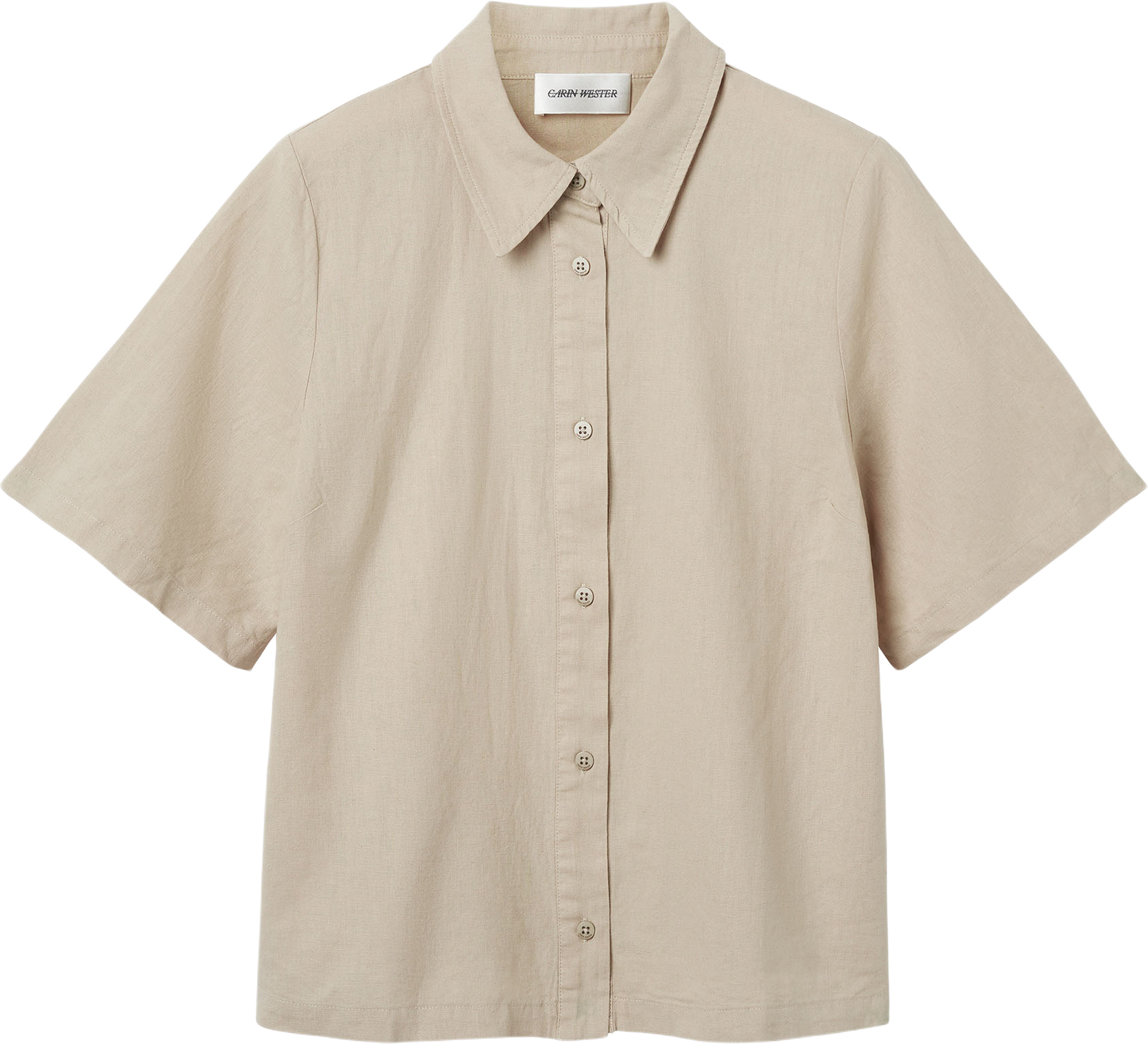 Skjortblus i linnemix FRIDEN