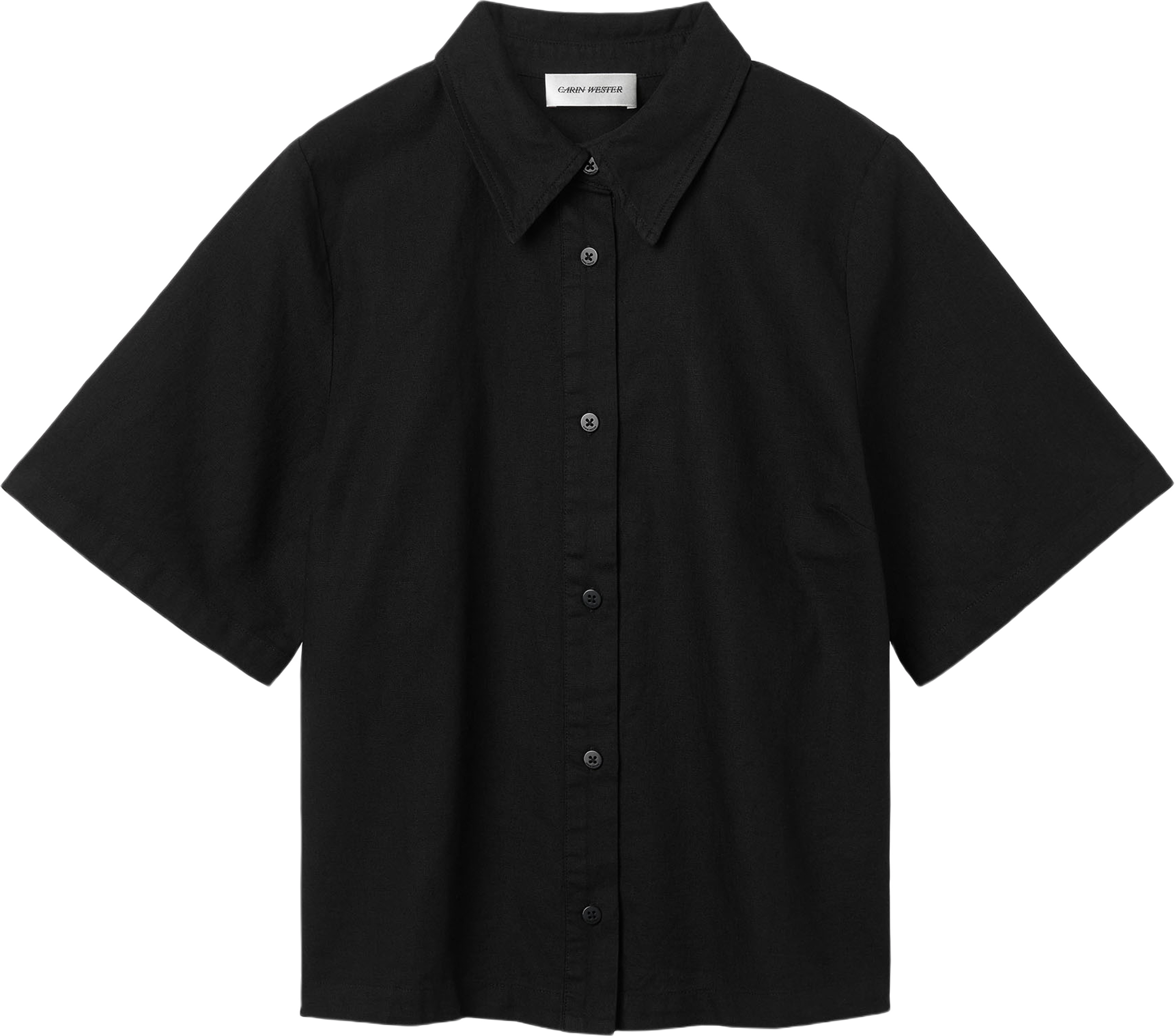 Skjortblus i linnemix FRIDEN