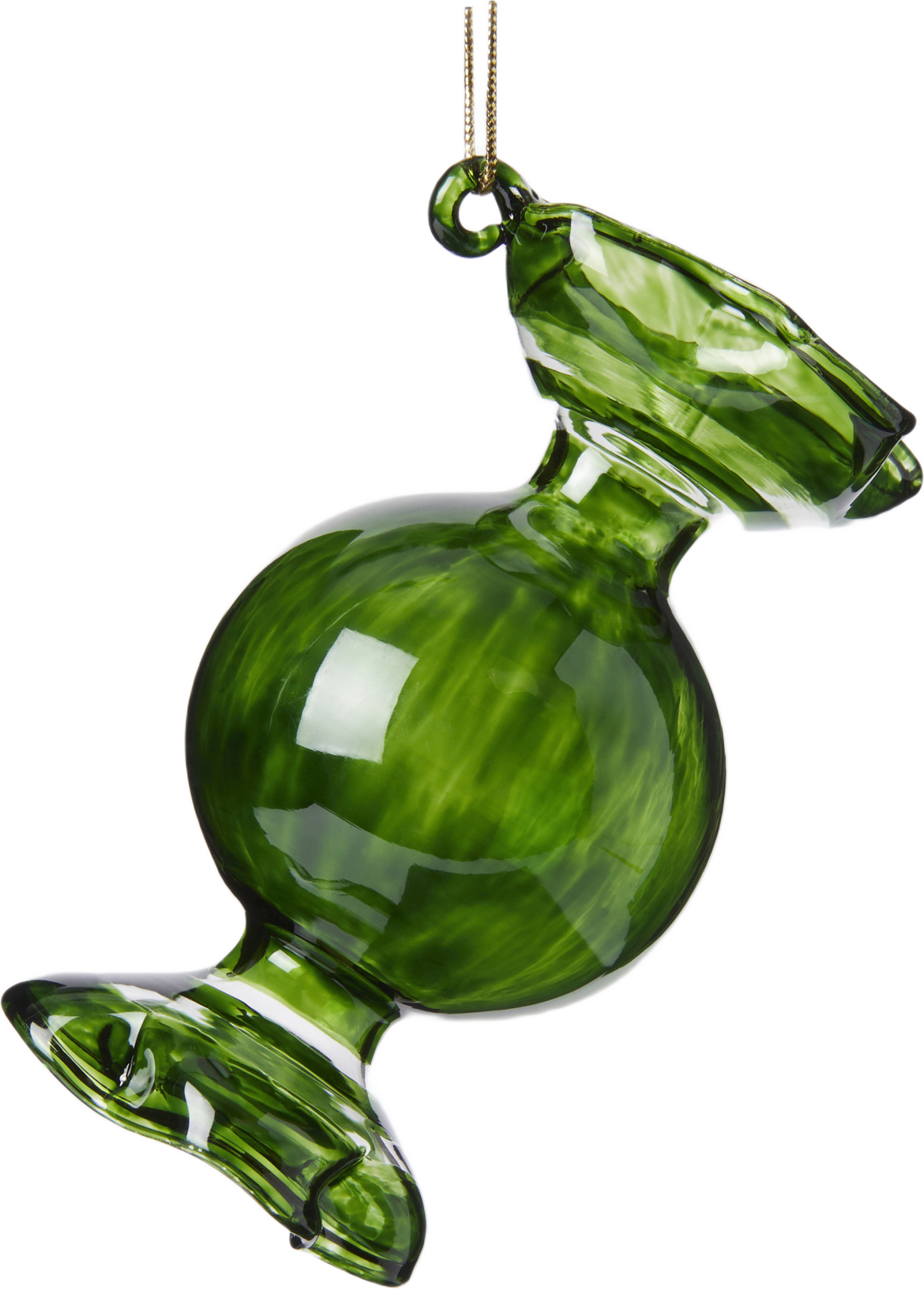 Julgranshänge i munblåst glas CANDY, från Åhléns Home, i färgen Clear/Green. Klicka för att öppna bilden i stort format