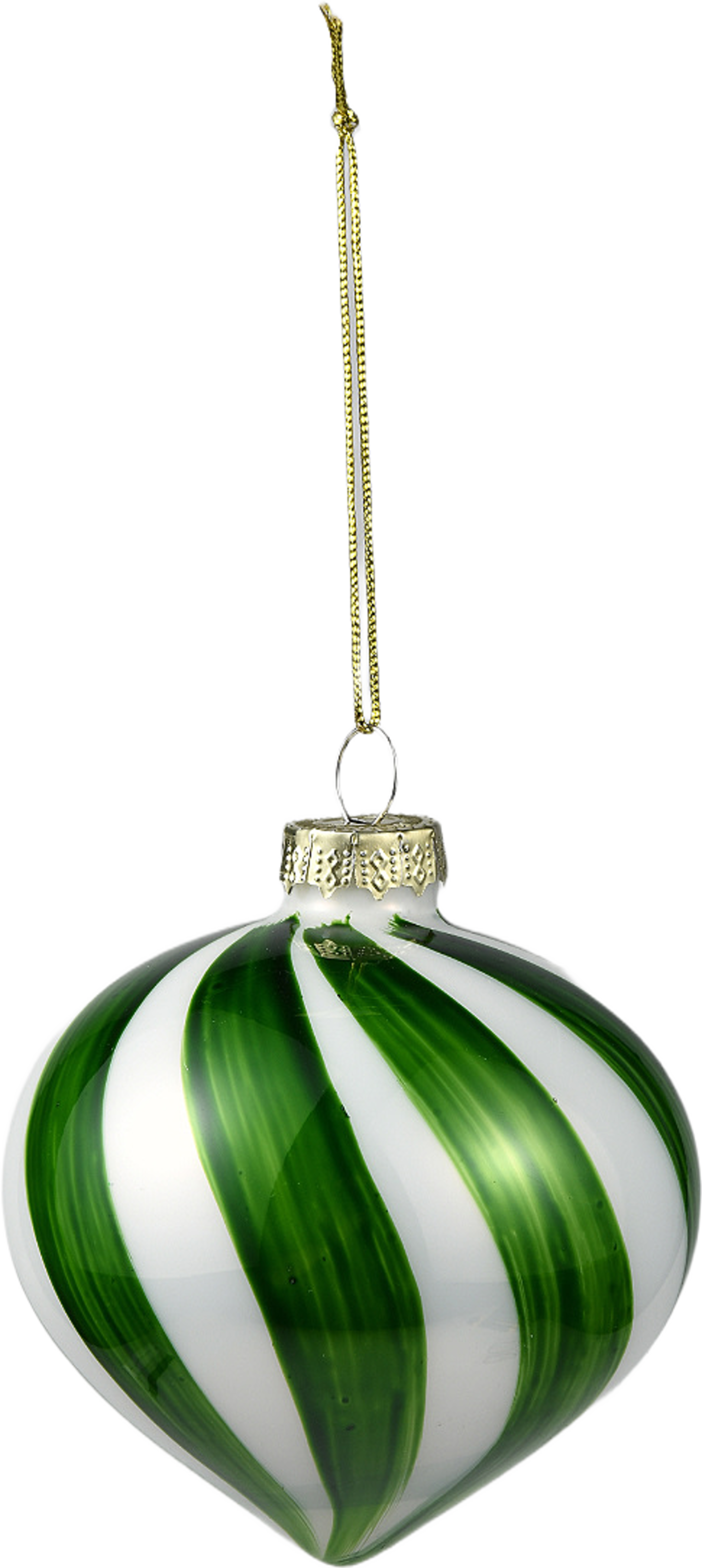 Julgranskula i glas SWIRL 8 cm, från Åhléns Home, i färgen Green/White. Klicka för att öppna bilden i stort format