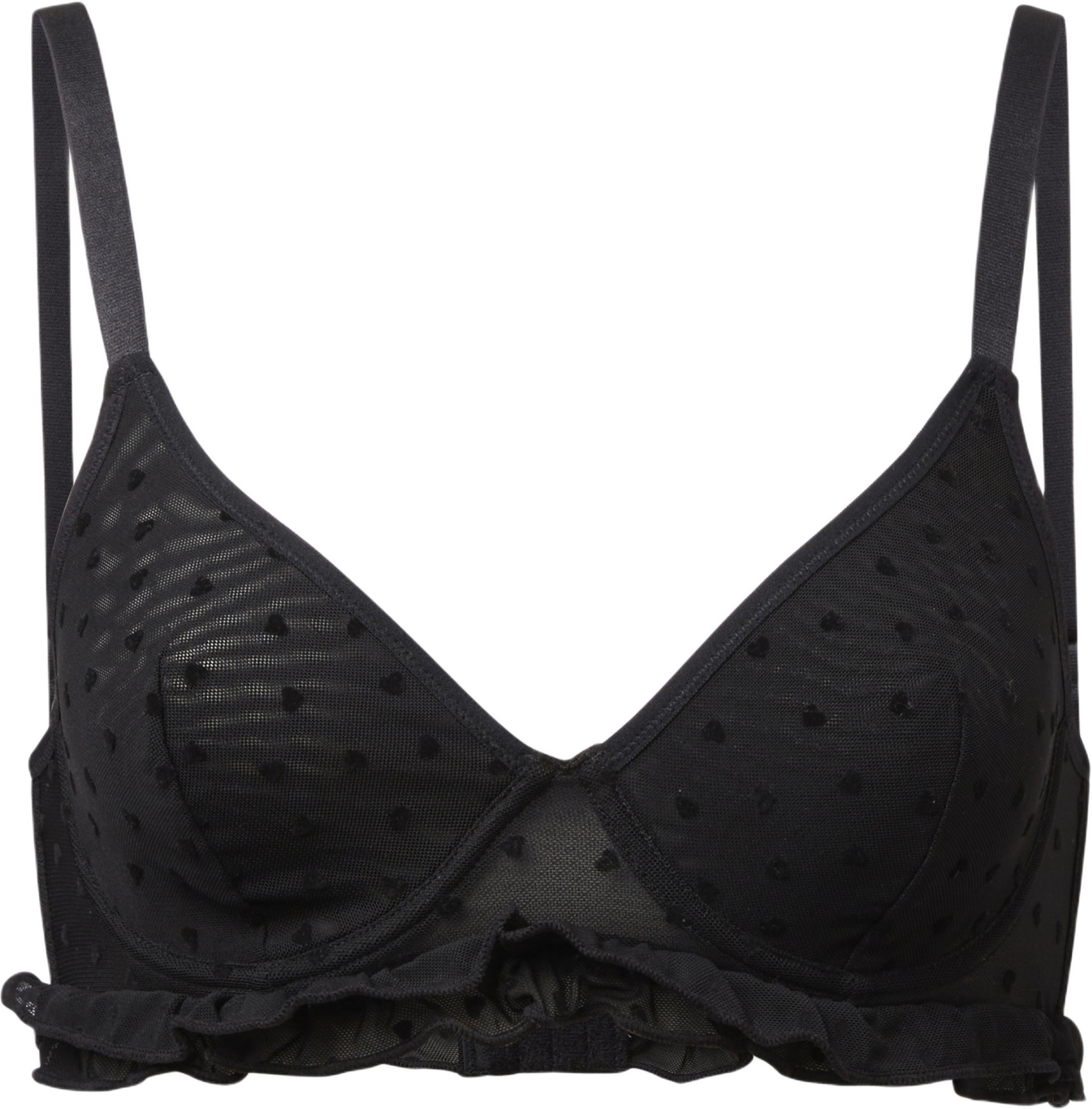 Bygel-BH med spets ESTER, från Avelie Lingerie, i färgen Black Heart. Klicka för att öppna bilden i stort format