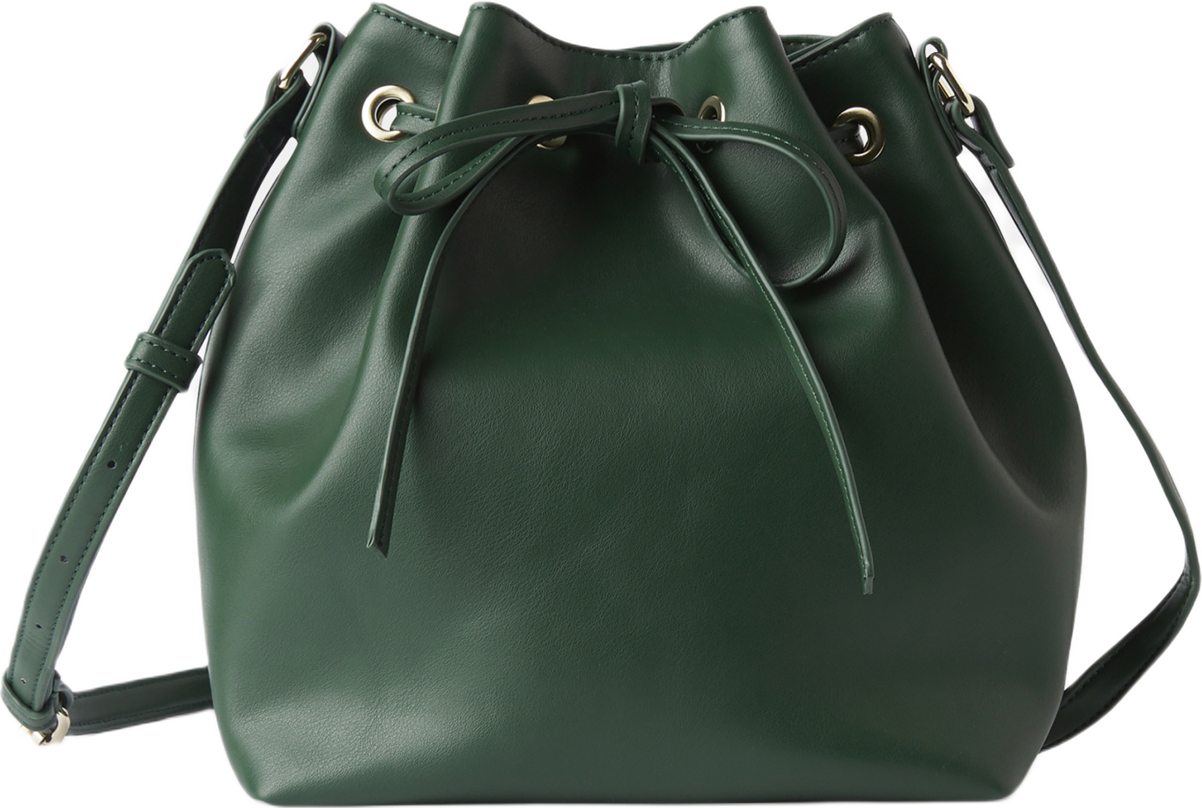 Bucket bag med dragsko ALI, från Å WOMAN, i färgen Dark Green. Klicka för att öppna bilden i stort format