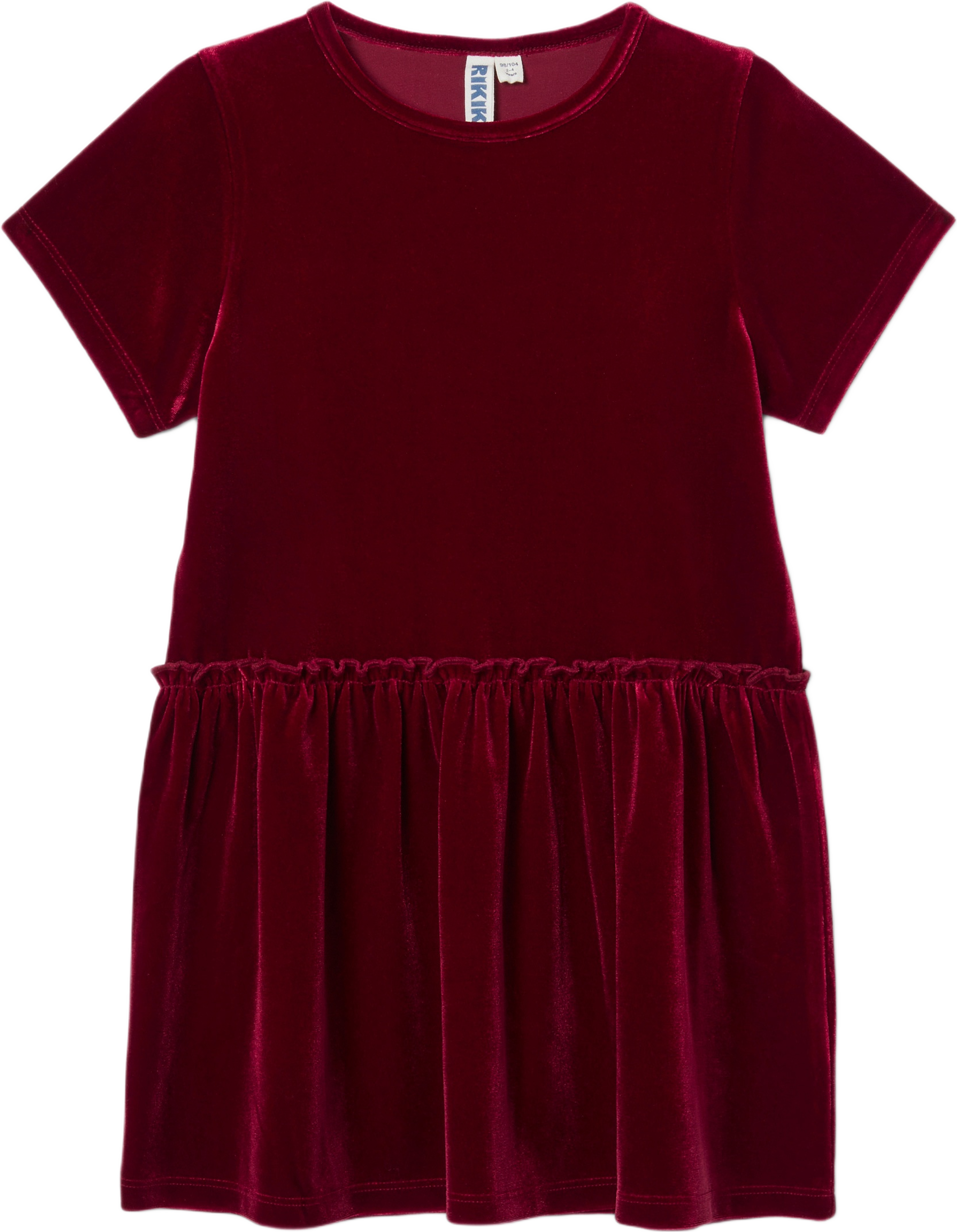 Kortärmad velourklänning KELLY, från RIKIKI, i färgen Dark Red. Klicka för att öppna bilden i stort format