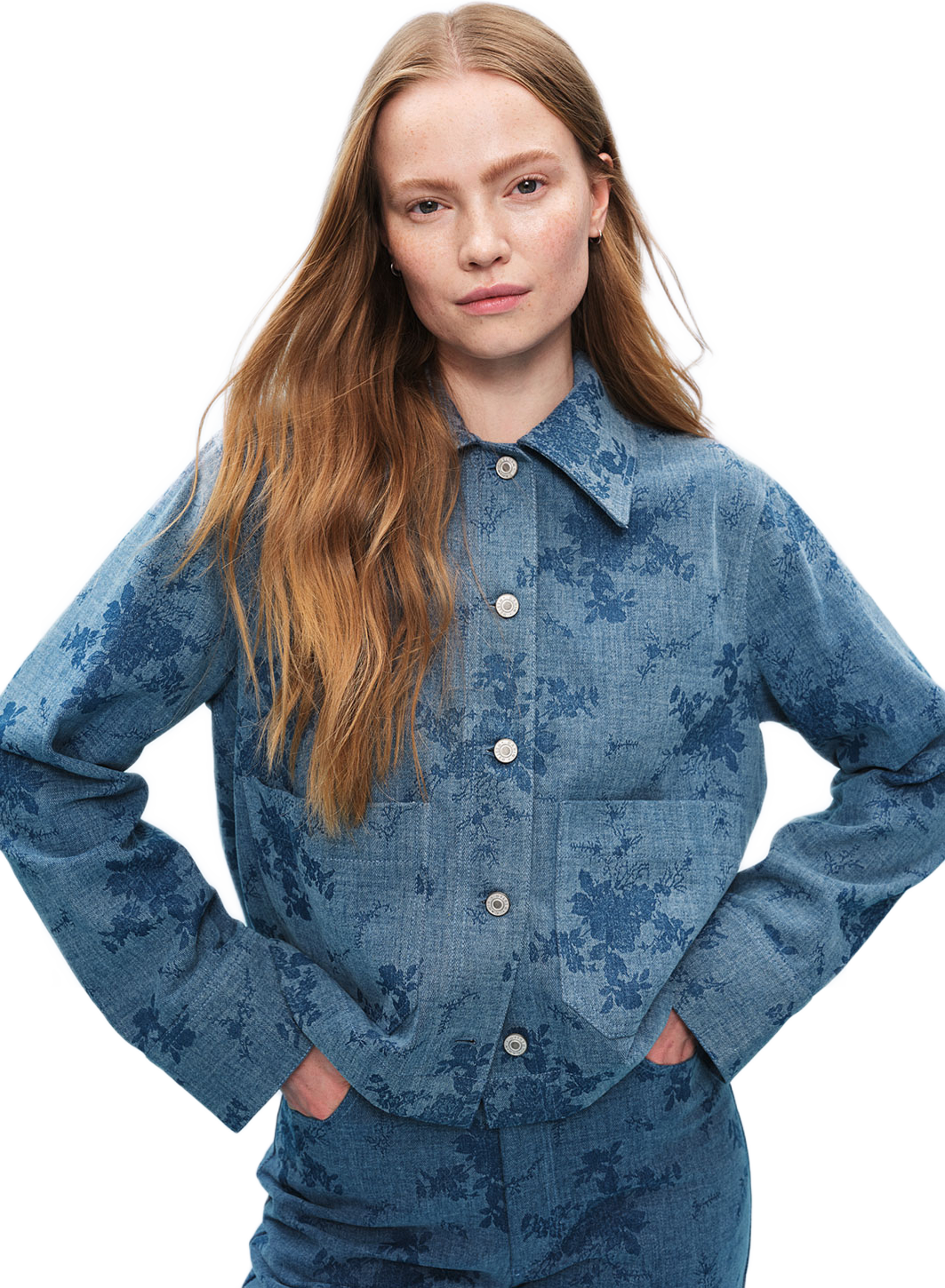 Jeansjacka med blomprint JETTE