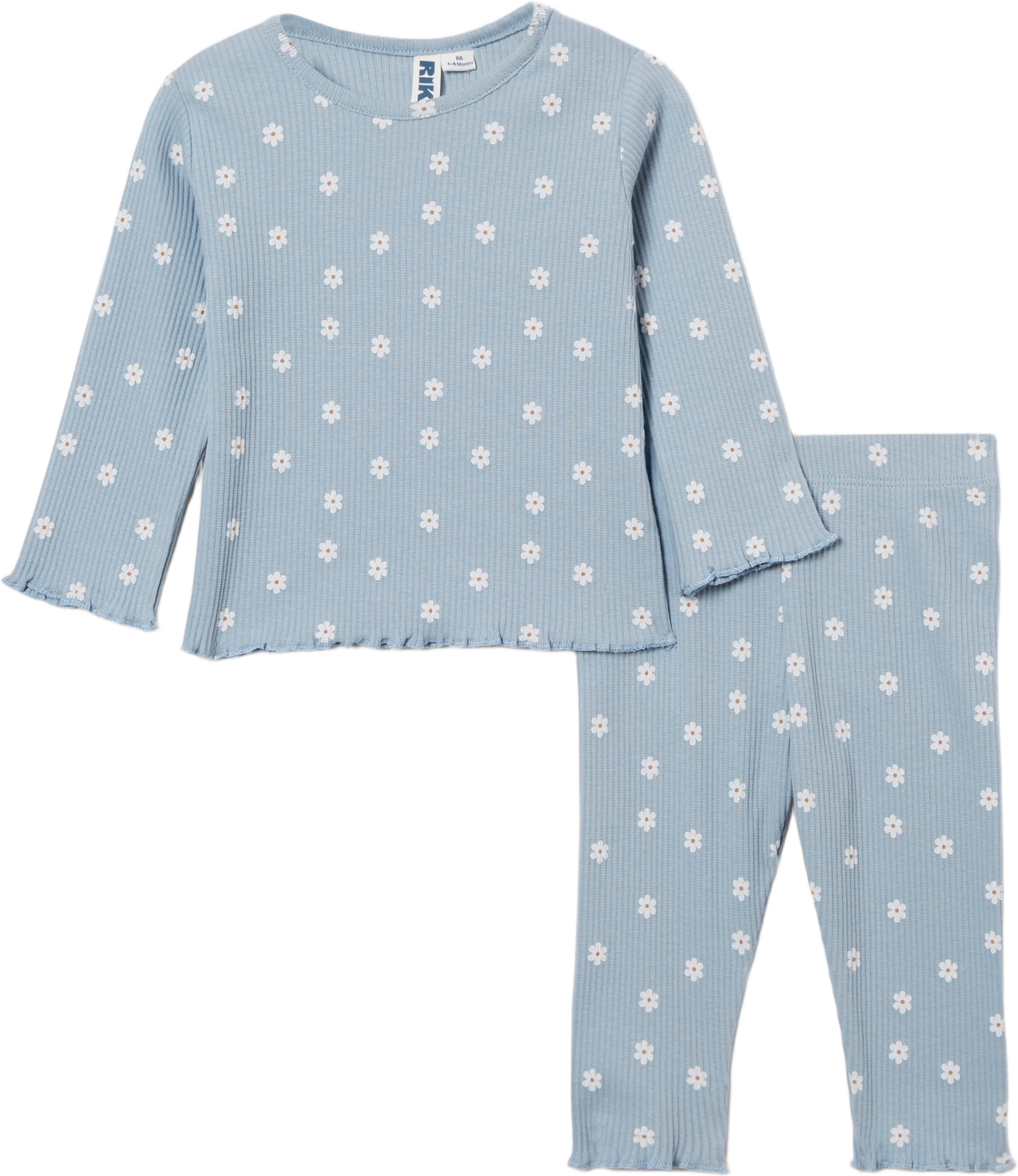 Ribbat set AMI, från RIKIKI, i färgen Daisy Floral Blue. Klicka för att öppna bilden i stort format