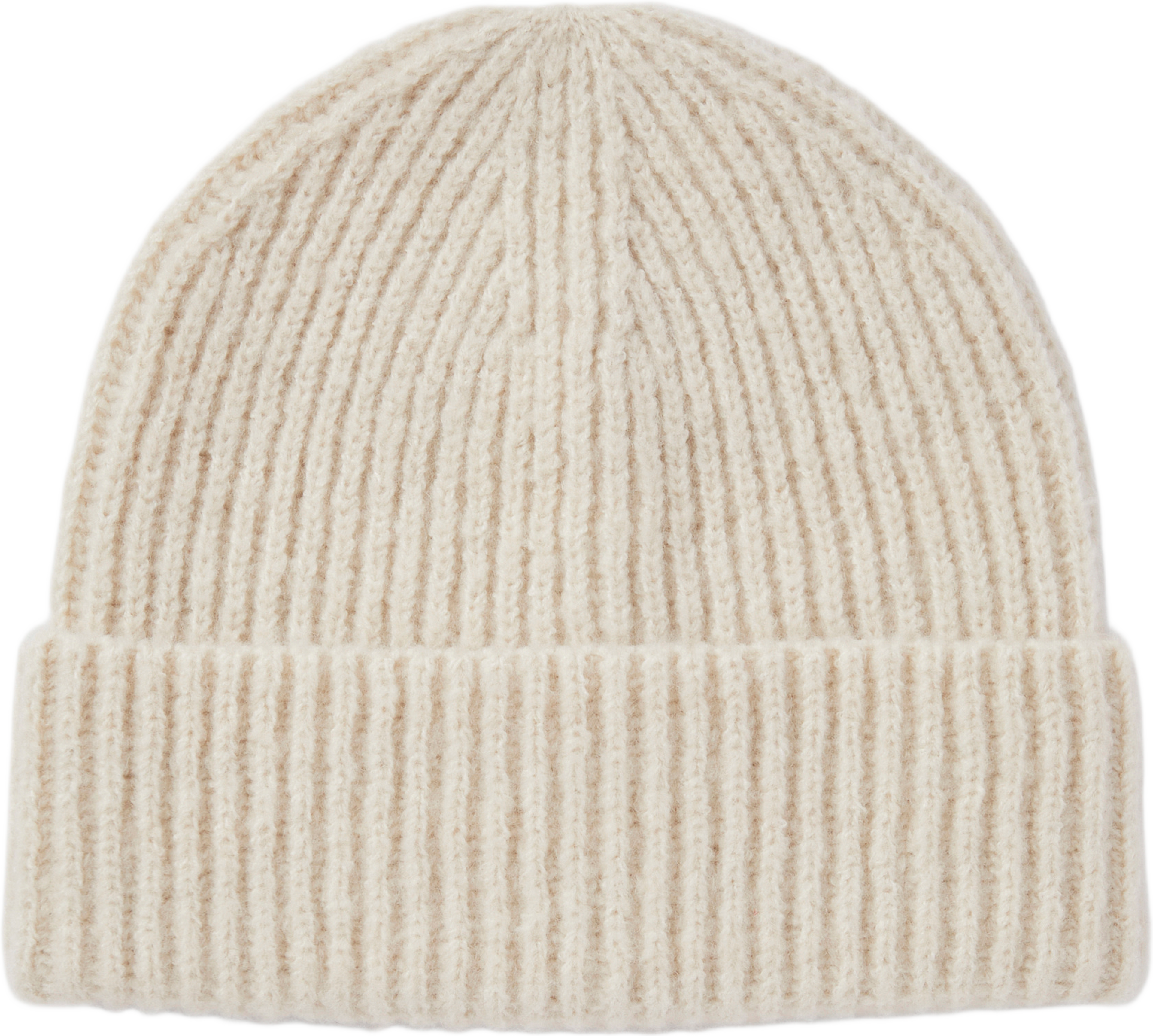 Ribbstickad mössa FIONA, från Å WOMAN, i färgen White Melange. Klicka för att öppna bilden i stort format