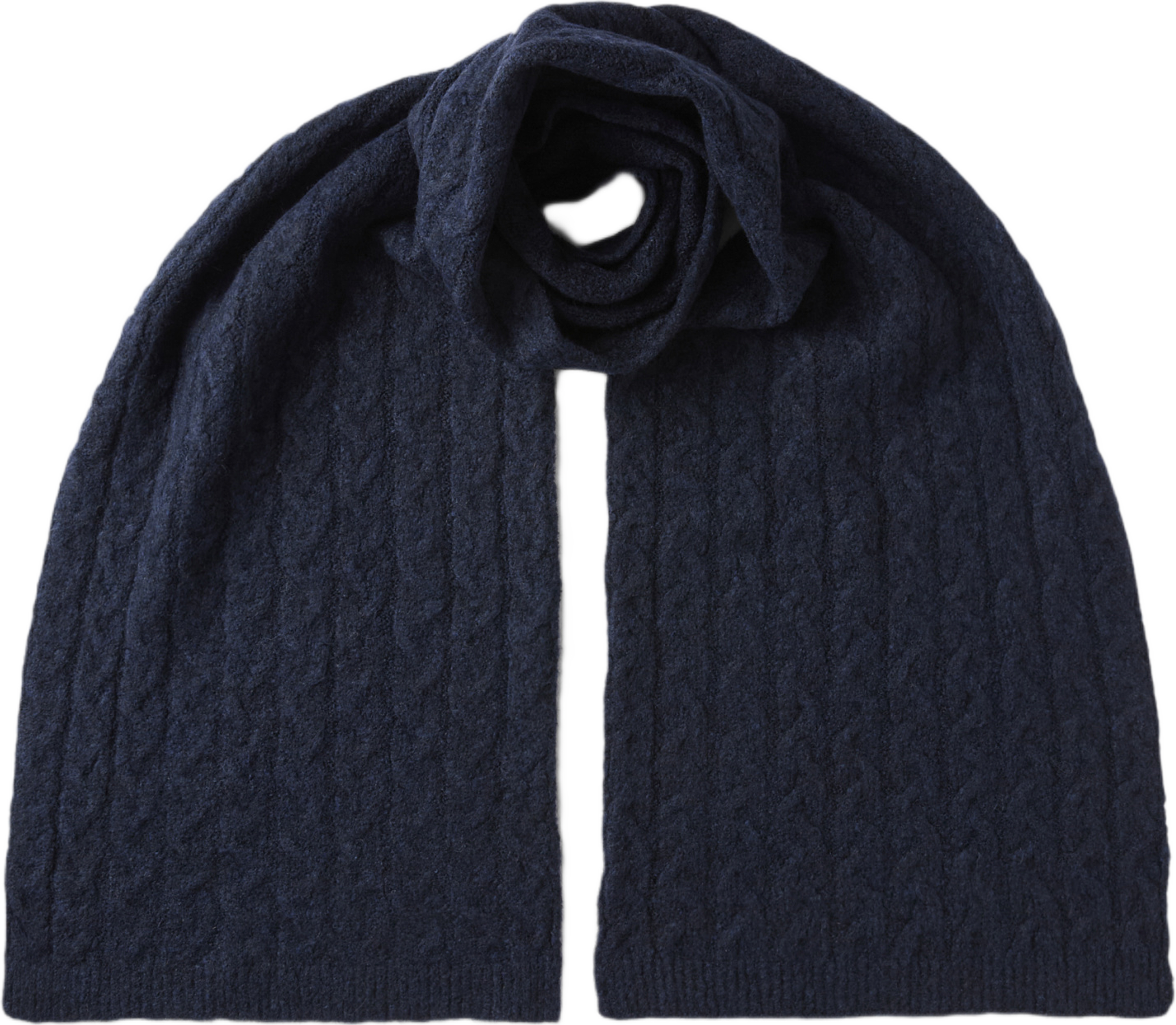 Kabelstickad halsduk KARIN, från Å WOMAN, i färgen Navy. Klicka för att öppna bilden i stort format