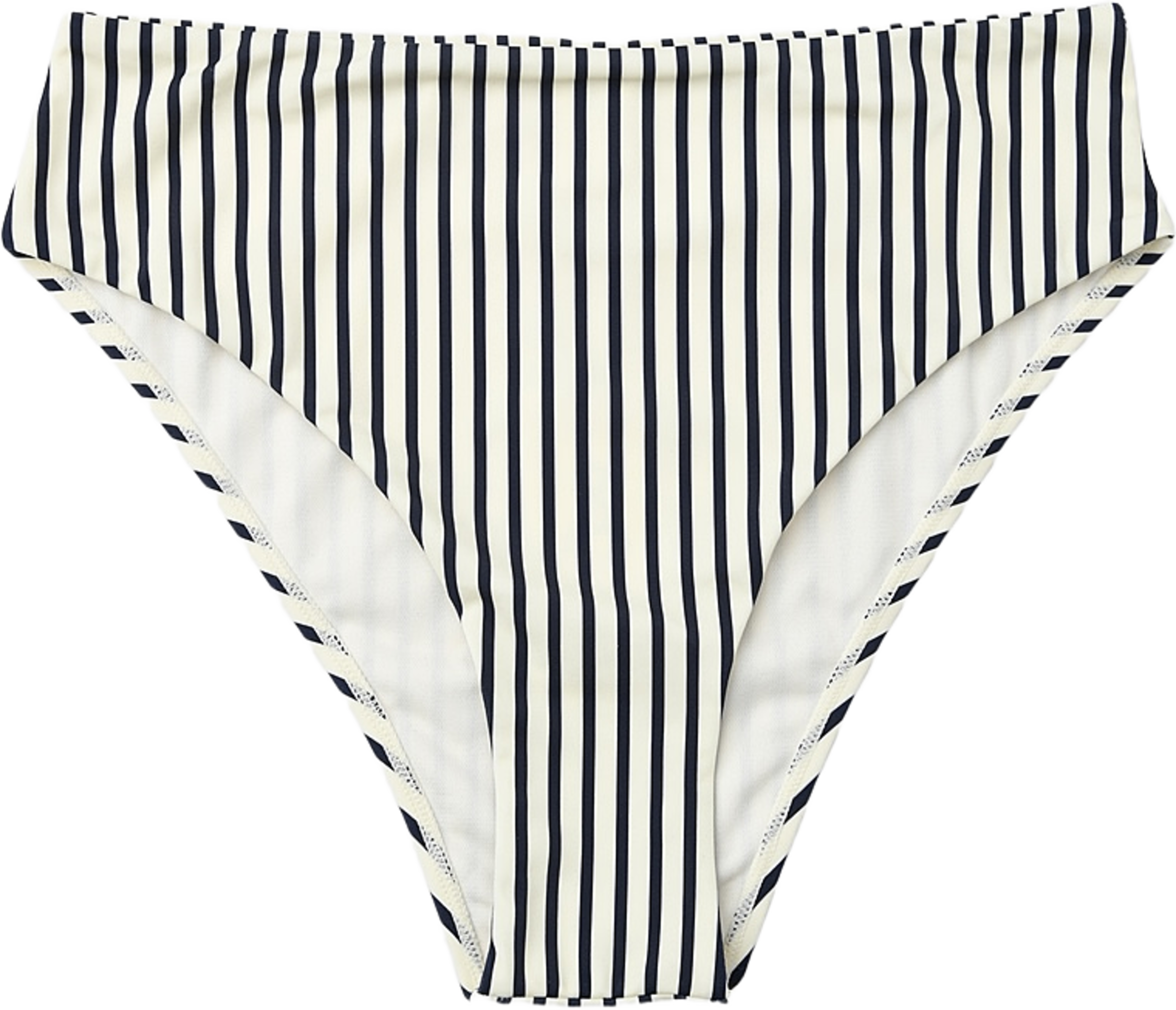 Bikinotrosa med hög midja YLVA, från Å WOMAN, i färgen Navy Stripe. Klicka för att öppna bilden i stort format
