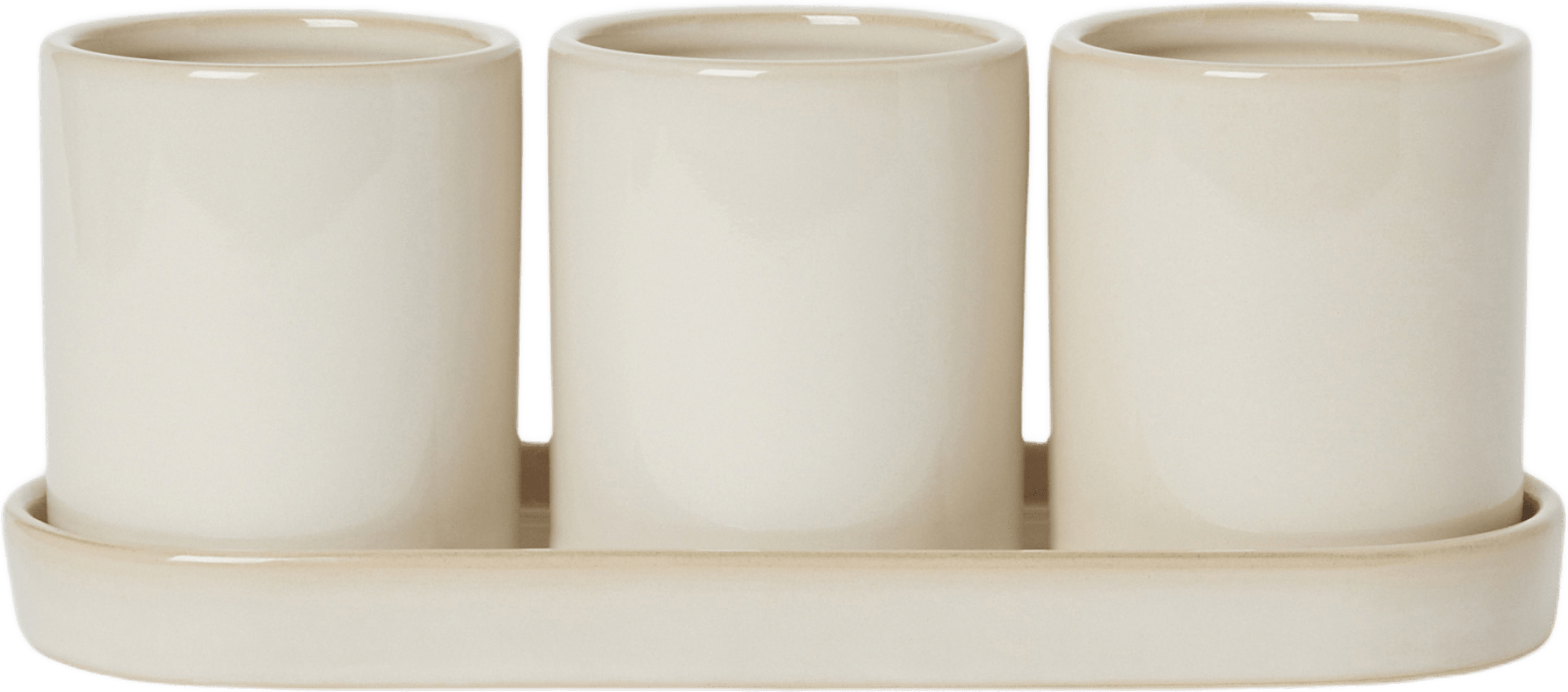 Örtkruka med bricka, 3-pack