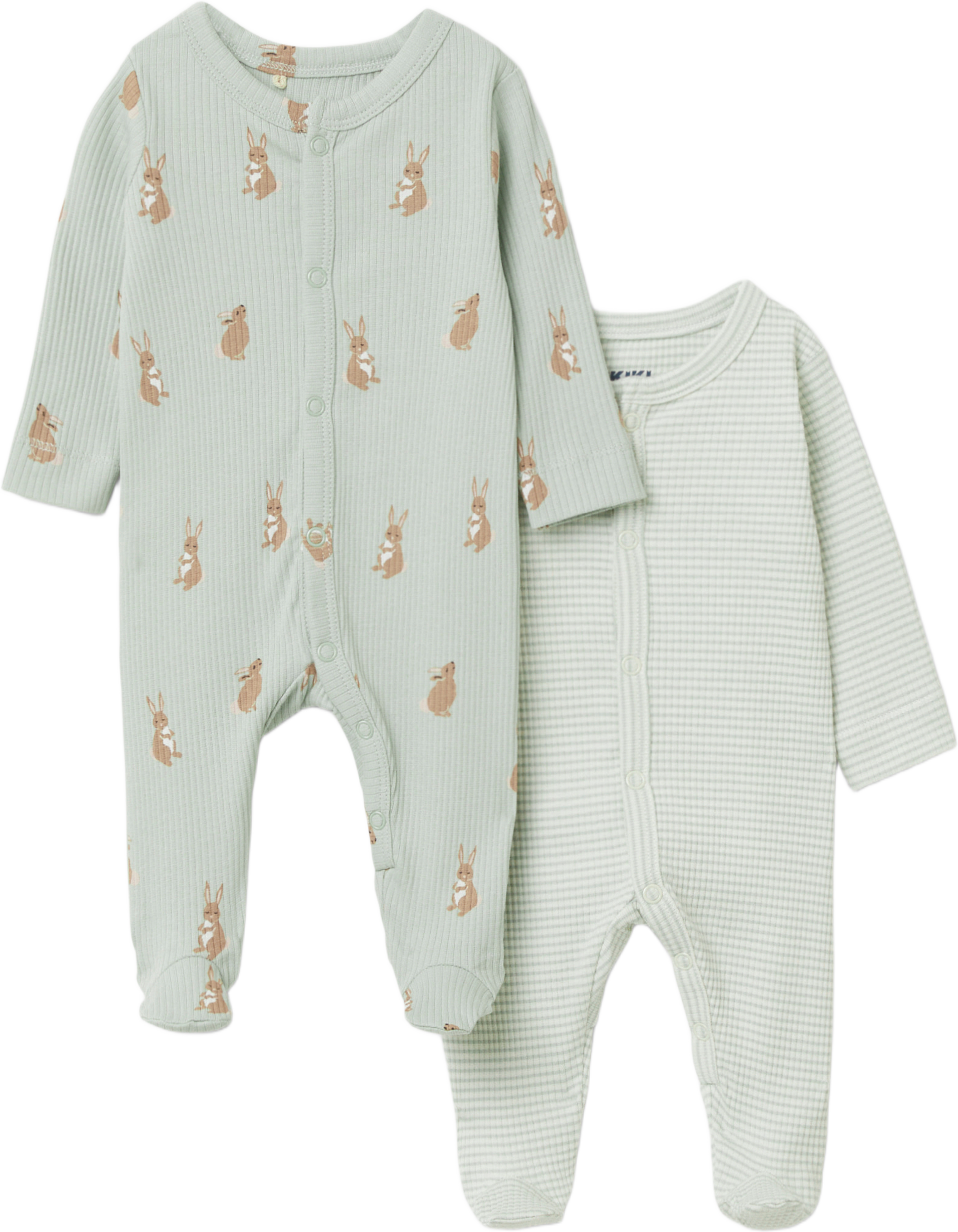 Ribbstickad pyjamas med tryckknappar LELLE, 2-pack