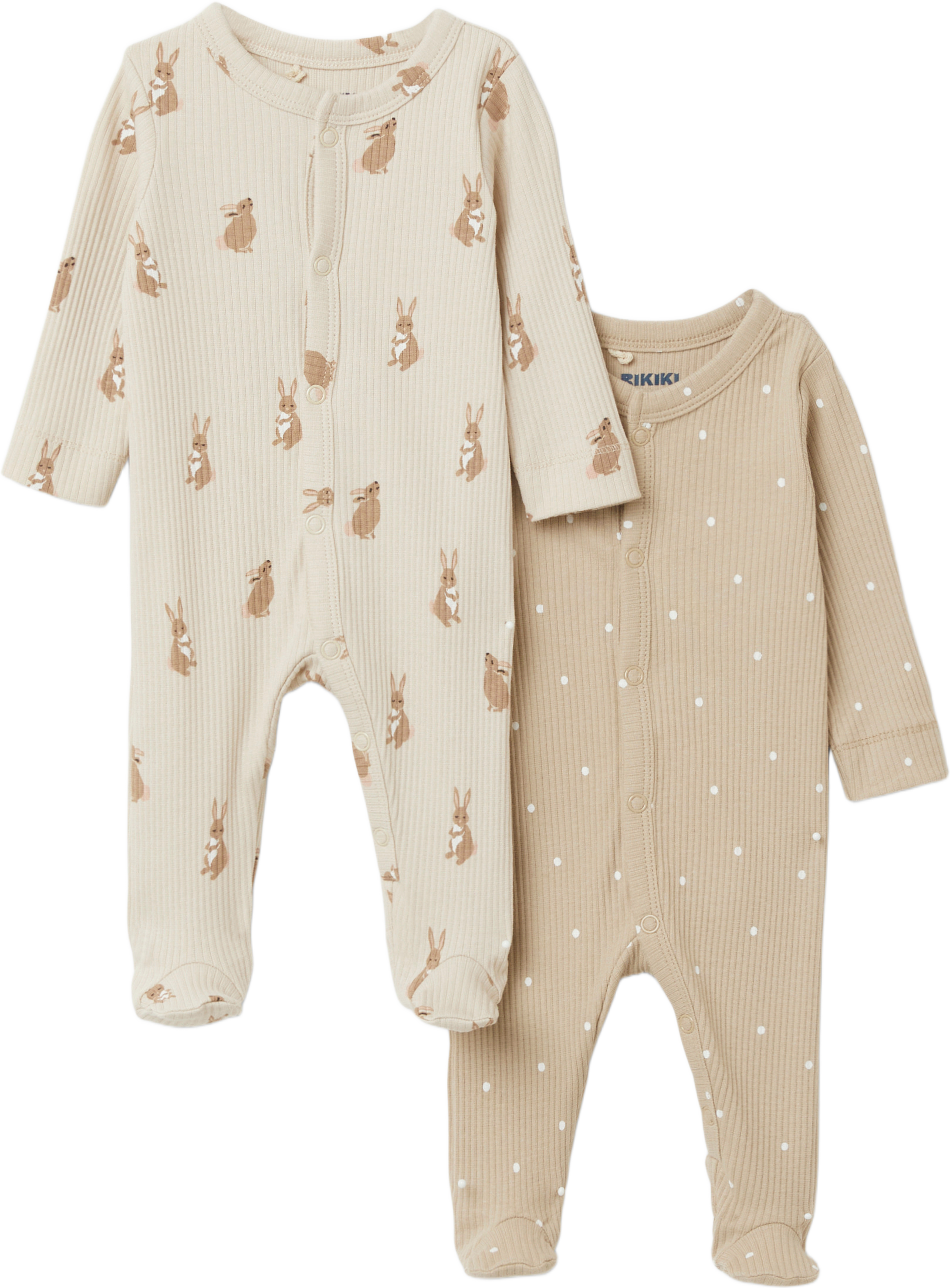 Ribbstickad pyjamas med tryckknappar LELLE, 2-pack