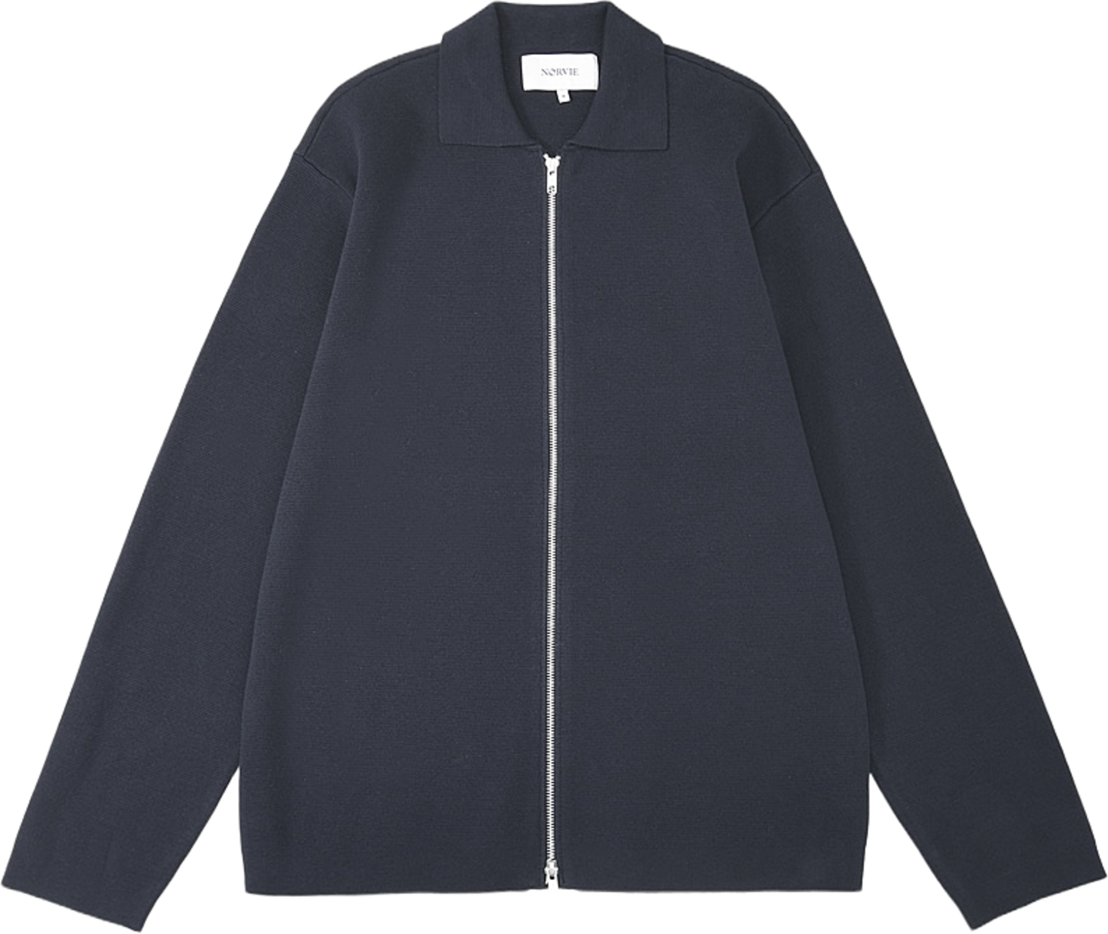 Cardigan med dubbelzip NICO, från NORVIE, i färgen Navy. Klicka för att öppna bilden i stort format